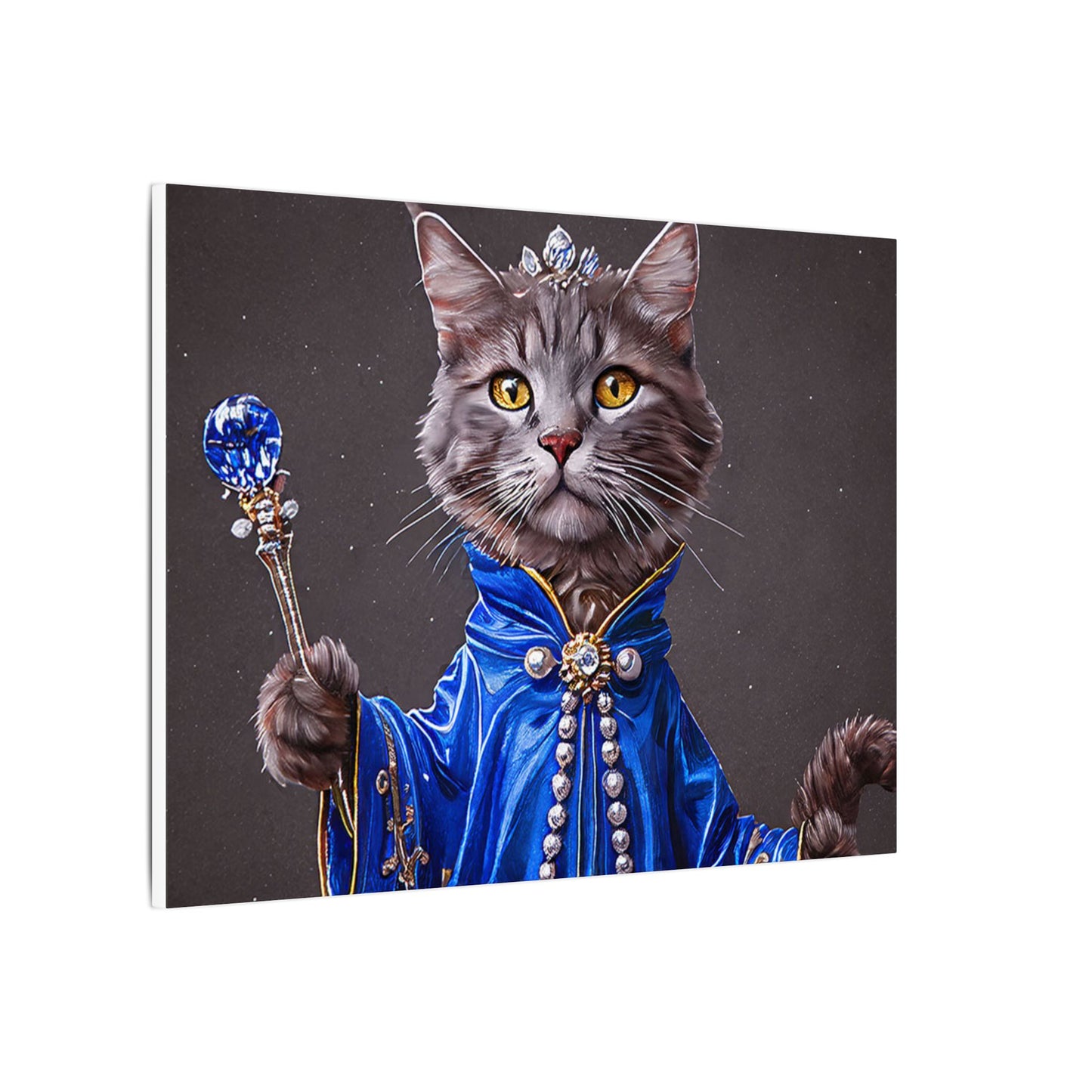 Majestic Cat Canvas Art, Whimsical Cat Portrait, Home Decor, Cat Lover Gift, Cat-Themed Wall Art, Royal Pet Print