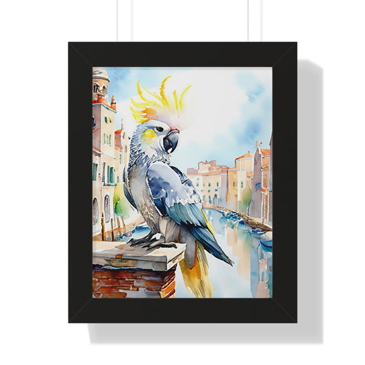 Vibrant Parrot Wall Art, Framed Vertical Poster, Tropical Decor, Bird Lover Gift, Home Interior Design, Nautical Wall Art