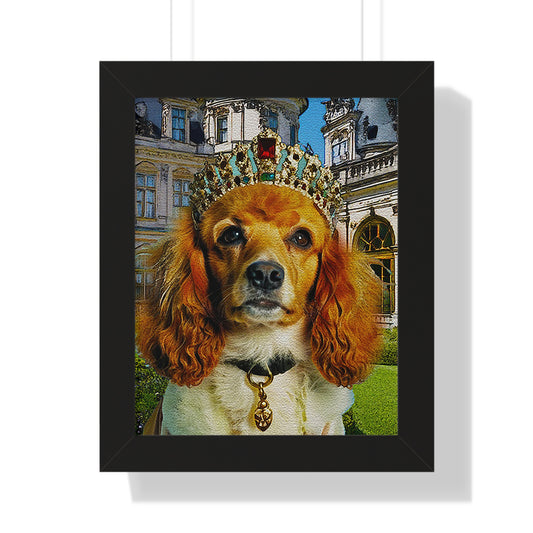 Regal Dog Framed Vertical Poster, Dog Lovers Wall Art, Pet Decor, Unique Gift, Crowned Pup Print