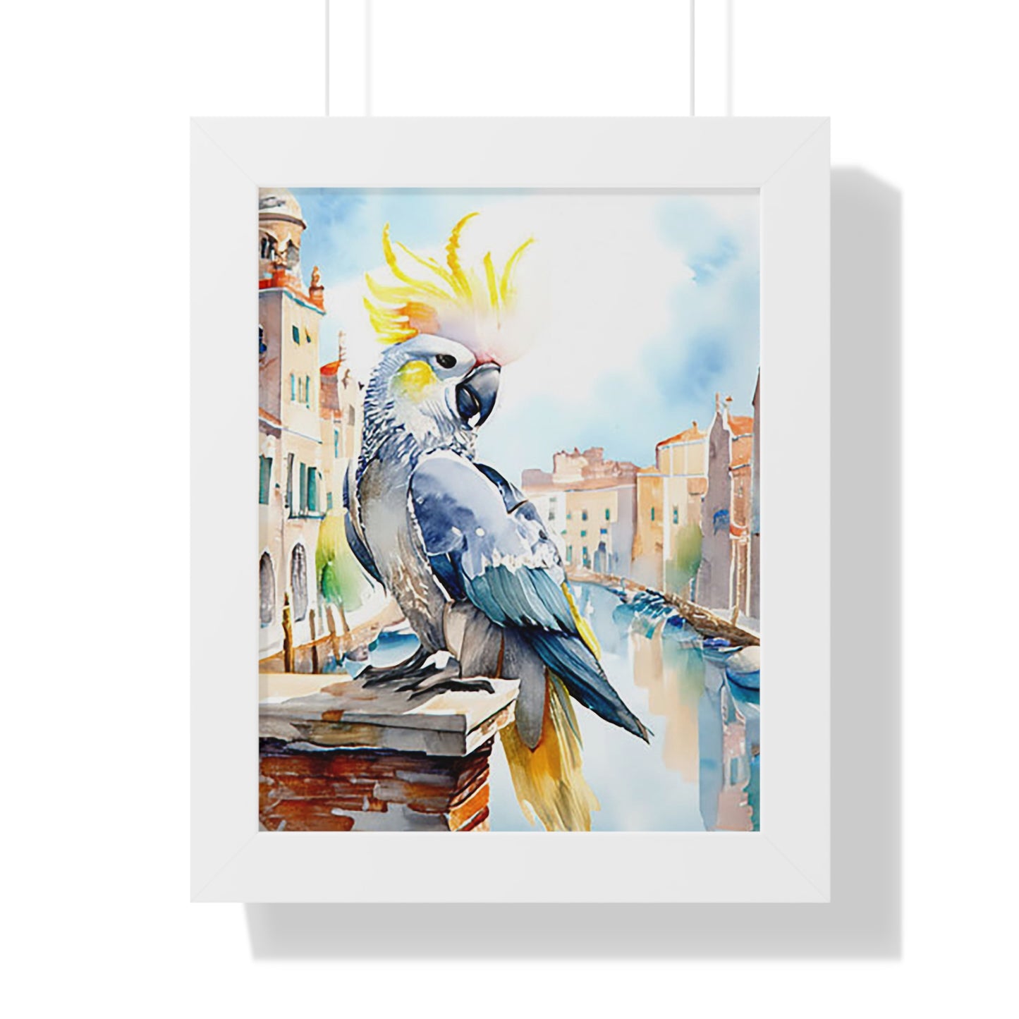 Vibrant Parrot Wall Art, Framed Vertical Poster, Tropical Decor, Bird Lover Gift, Home Interior Design, Nautical Wall Art