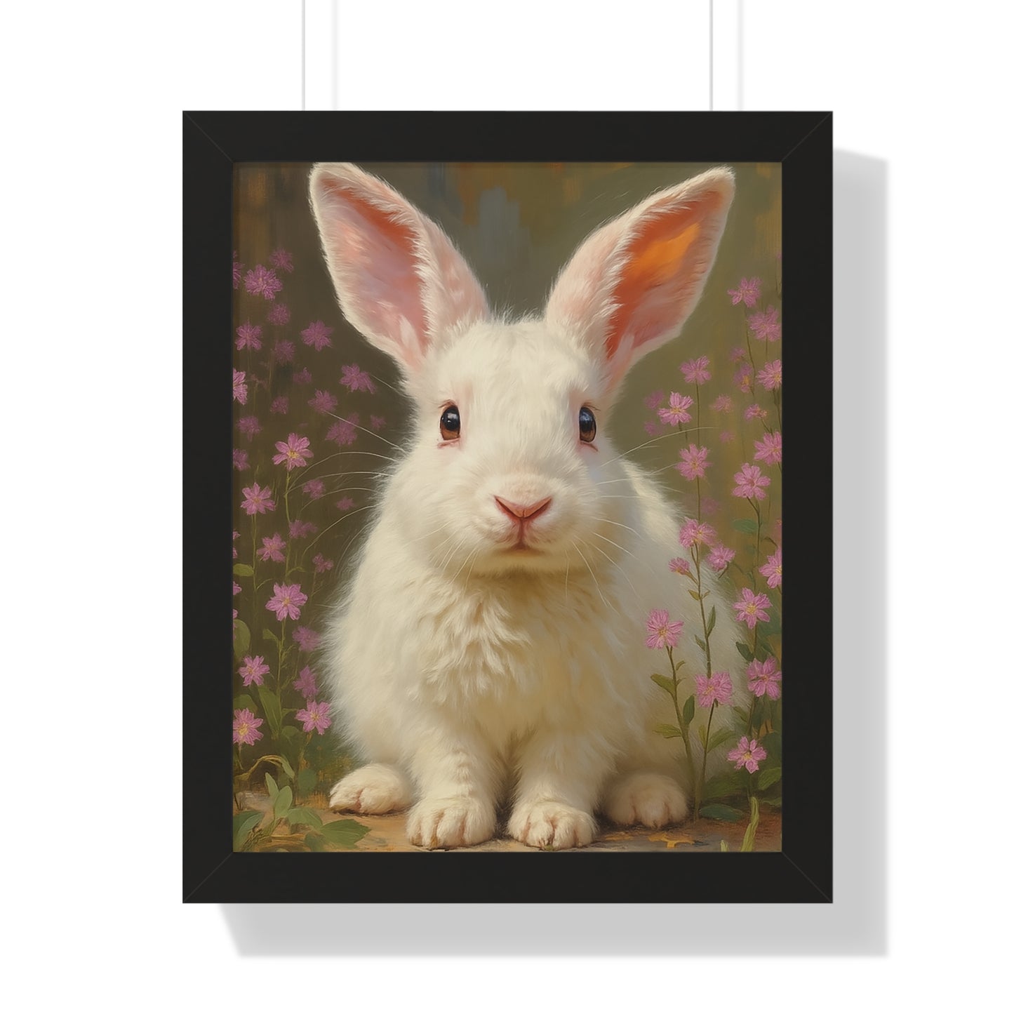 Charming Rabbit Framed Vertical Poster, Cute Bunny Art, Nursery Decor, Animal Wall Art, Kids' Room Decoration, Easter Gift
