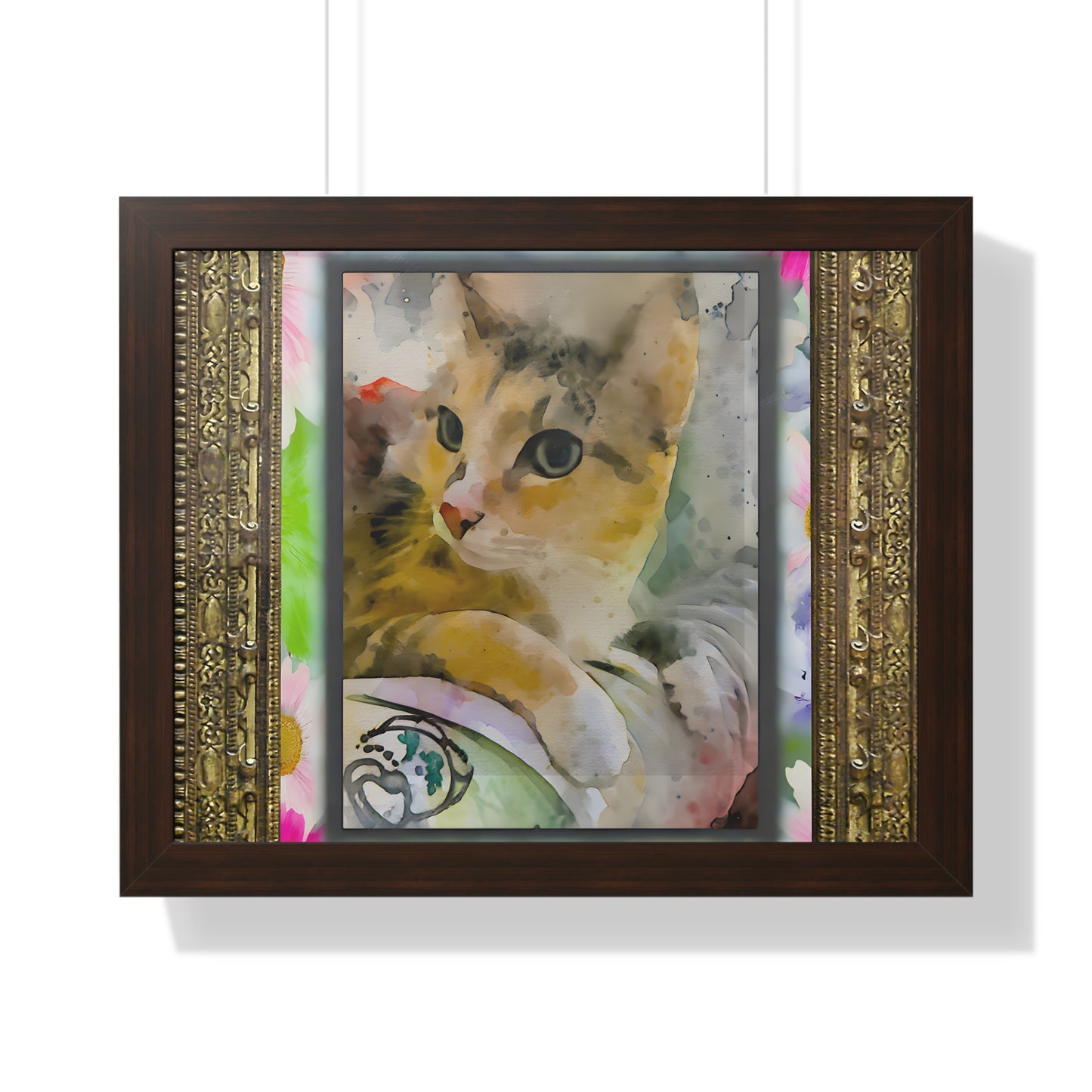 Framed Cat Art Print, Watercolor Cat Poster, Pet Lover Decor, Cat Lover Gift, Home Office Wall Art