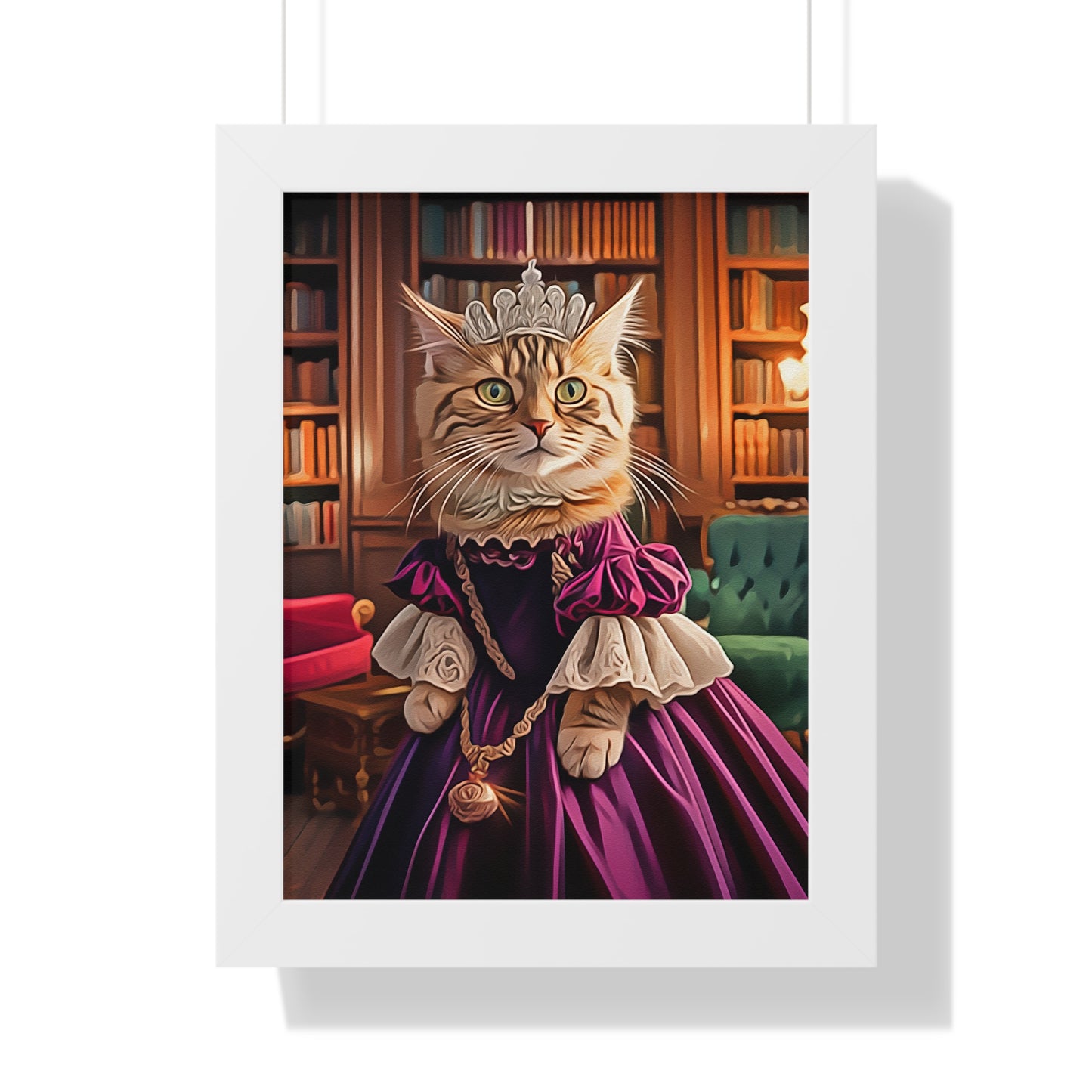 Royal Cat Framed Poster, Cat Decor, Whimsical Wall Art, Pet Lovers Gift, Unique Home Decor, Cat Lover Artwork