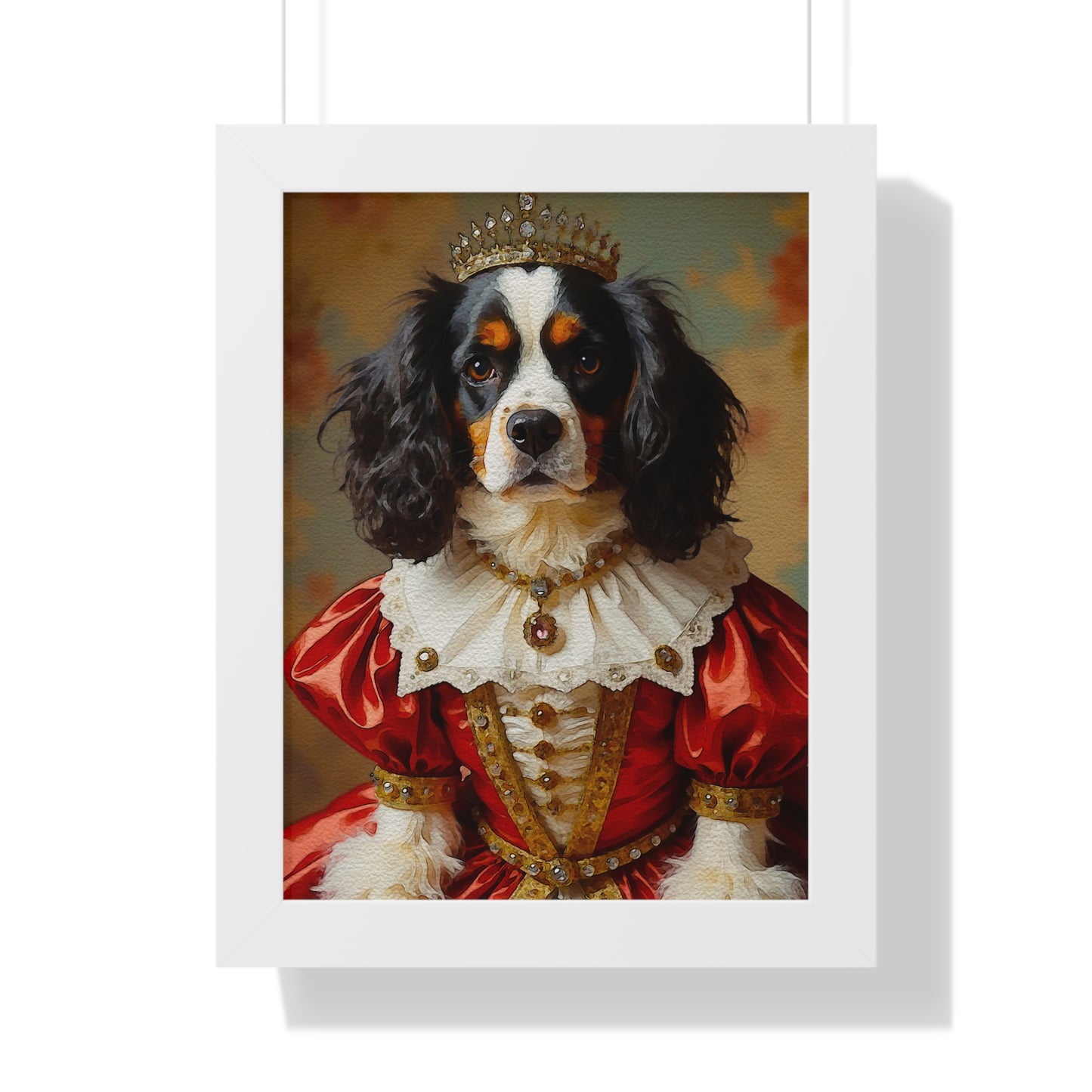 Royal Dog Framed Poster, Pet Lover Wall Art, Dog Portrait, Cute Home Decor, Gift for Animal Lovers