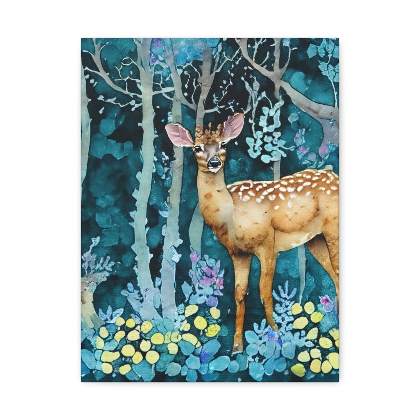 Nature-Inspired Stretched Canvas Art Print, Woodland Deer Decor, Forest Wall Art, Animal Lover Gift, Rustic Home Accent