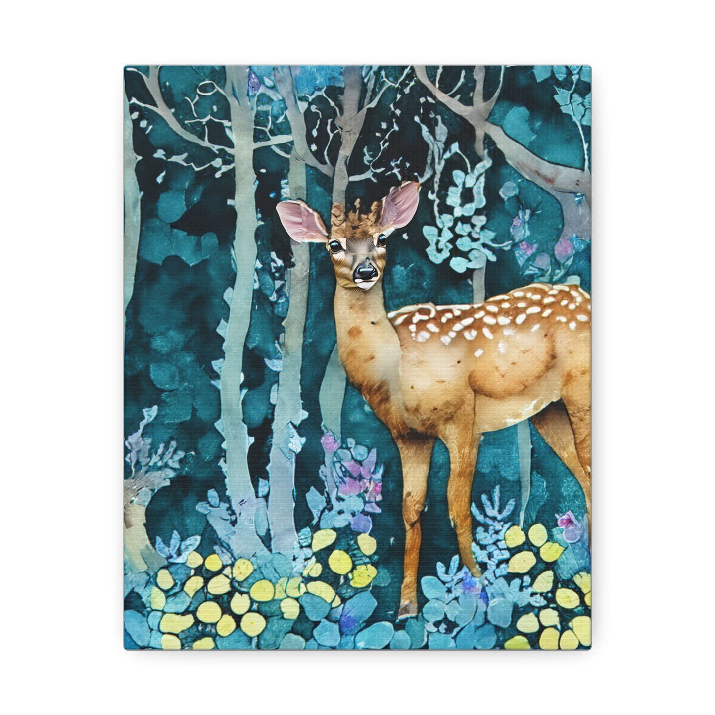 Nature-Inspired Stretched Canvas Art Print, Woodland Deer Decor, Forest Wall Art, Animal Lover Gift, Rustic Home Accent