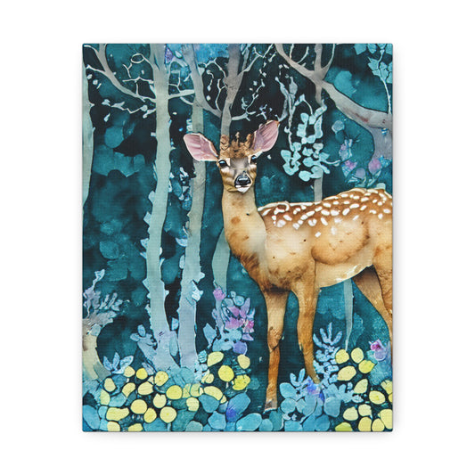 Nature-Inspired Stretched Canvas Art Print, Woodland Deer Decor, Forest Wall Art, Animal Lover Gift, Rustic Home Accent