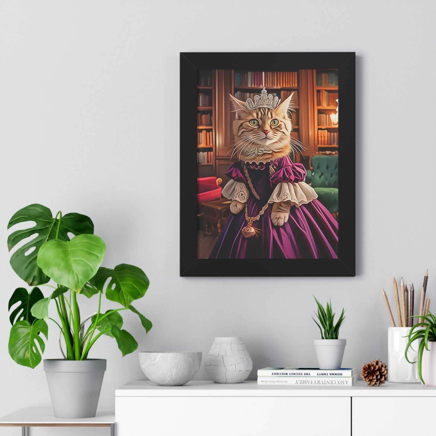 Royal Cat Framed Poster, Cat Decor, Whimsical Wall Art, Pet Lovers Gift, Unique Home Decor, Cat Lover Artwork