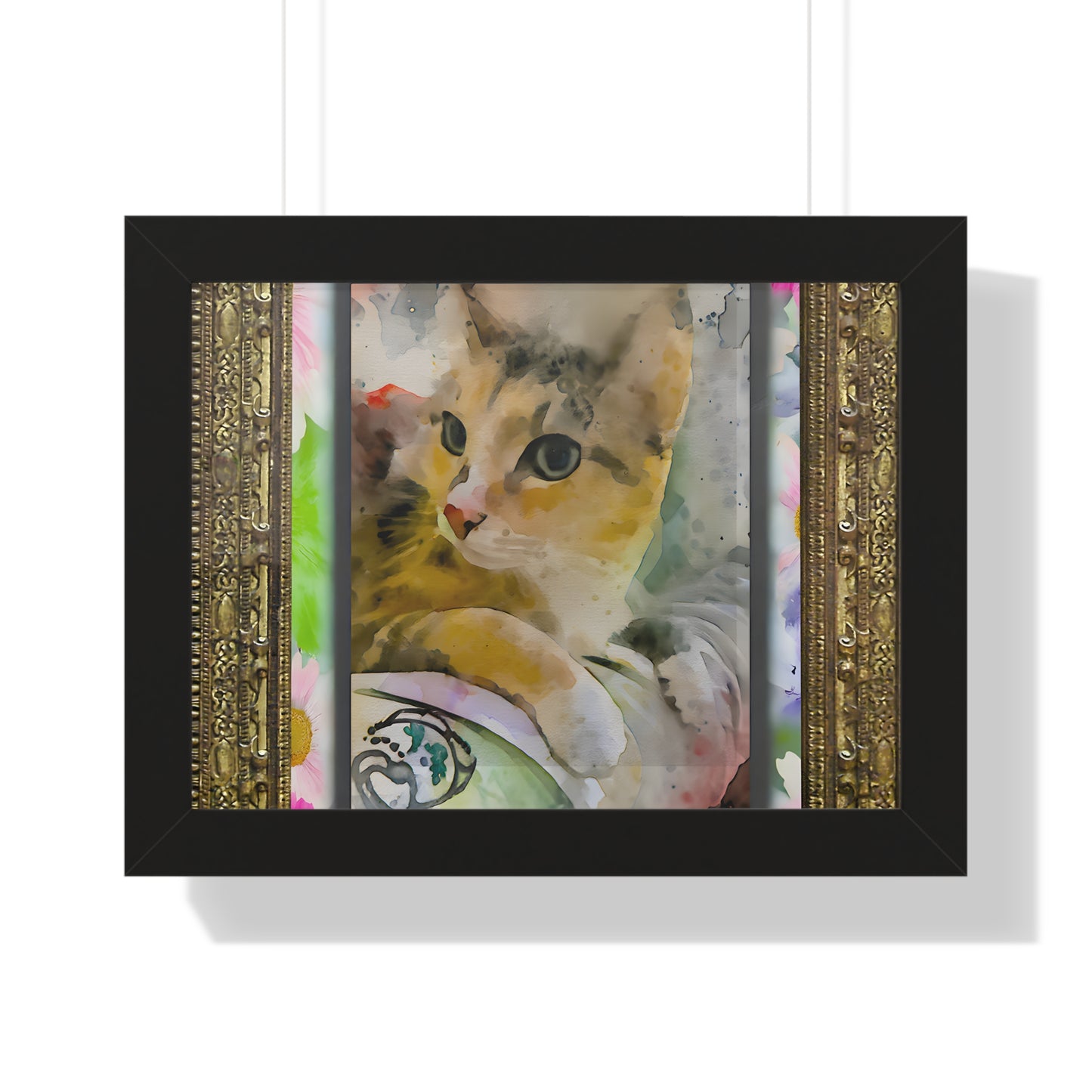 Framed Cat Art Print, Watercolor Cat Poster, Pet Lover Decor, Cat Lover Gift, Home Office Wall Art