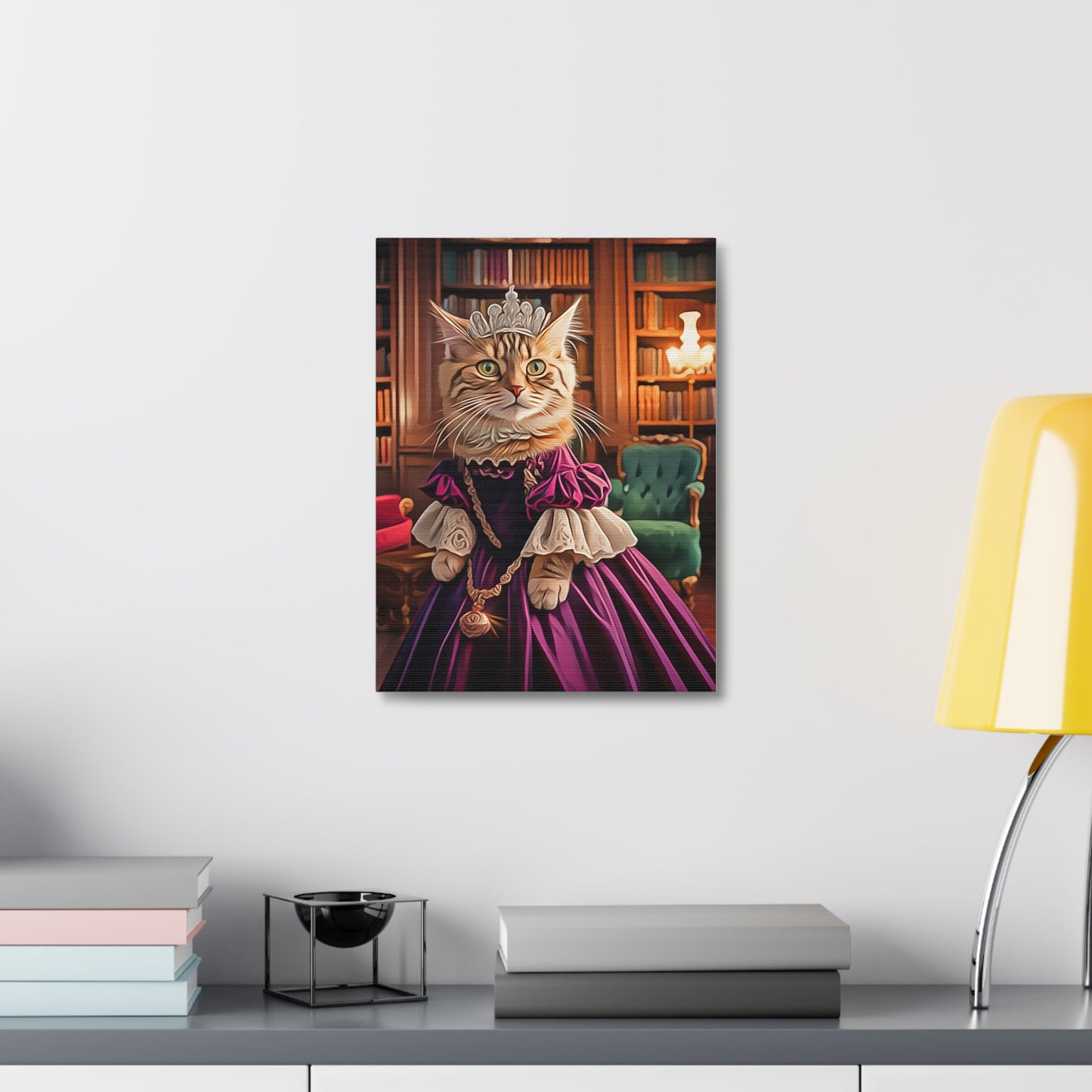 Royal Cat Canvas Art, Funny Cat Decor, Kitten Print, Cat Lover Gift, Whimsical Home Decor, Pet Portrait
