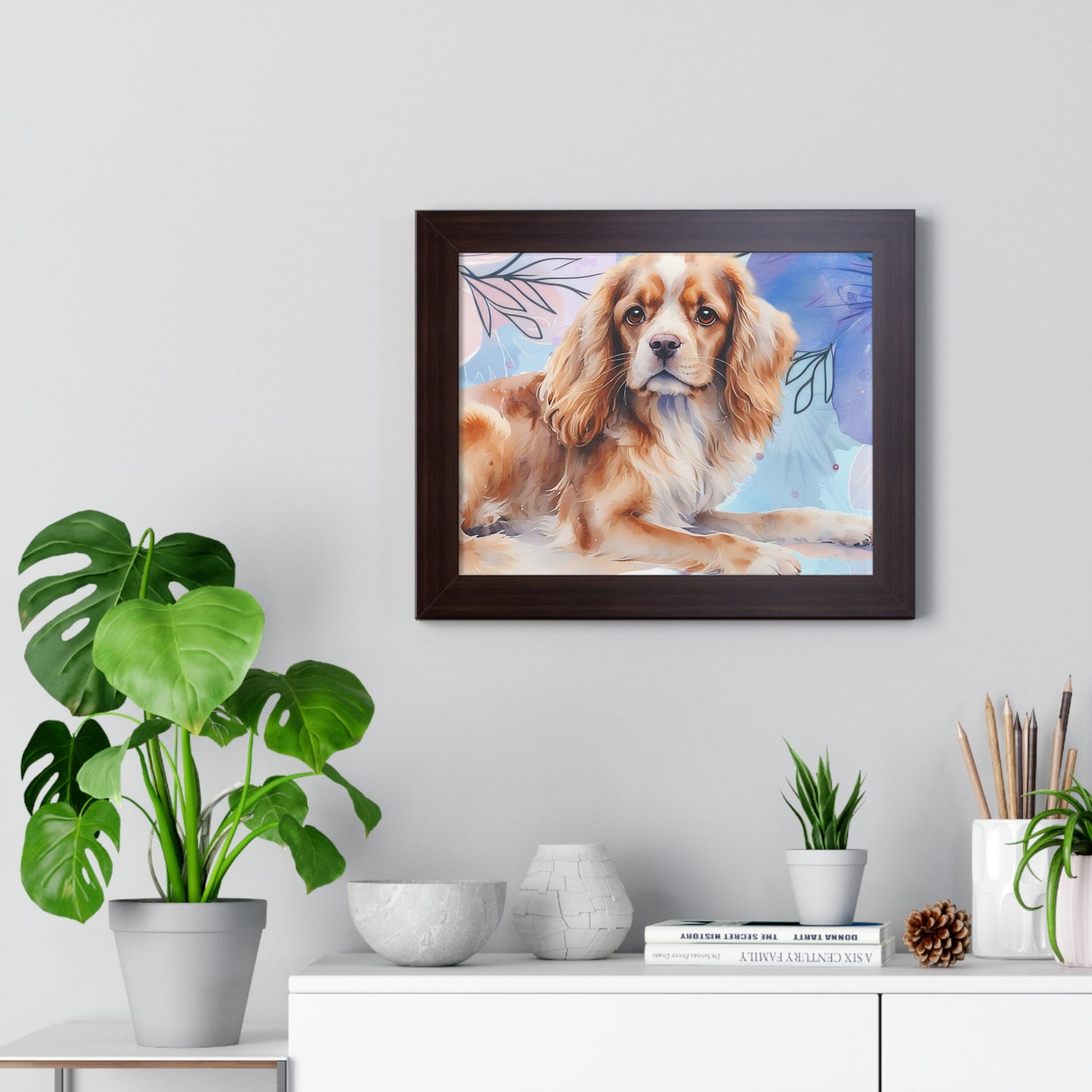 Framed Dog Portrait Poster, Pet Wall Art, Dog Lover Gift, Home Decor, Animal Artwork, Personalized Dog Art