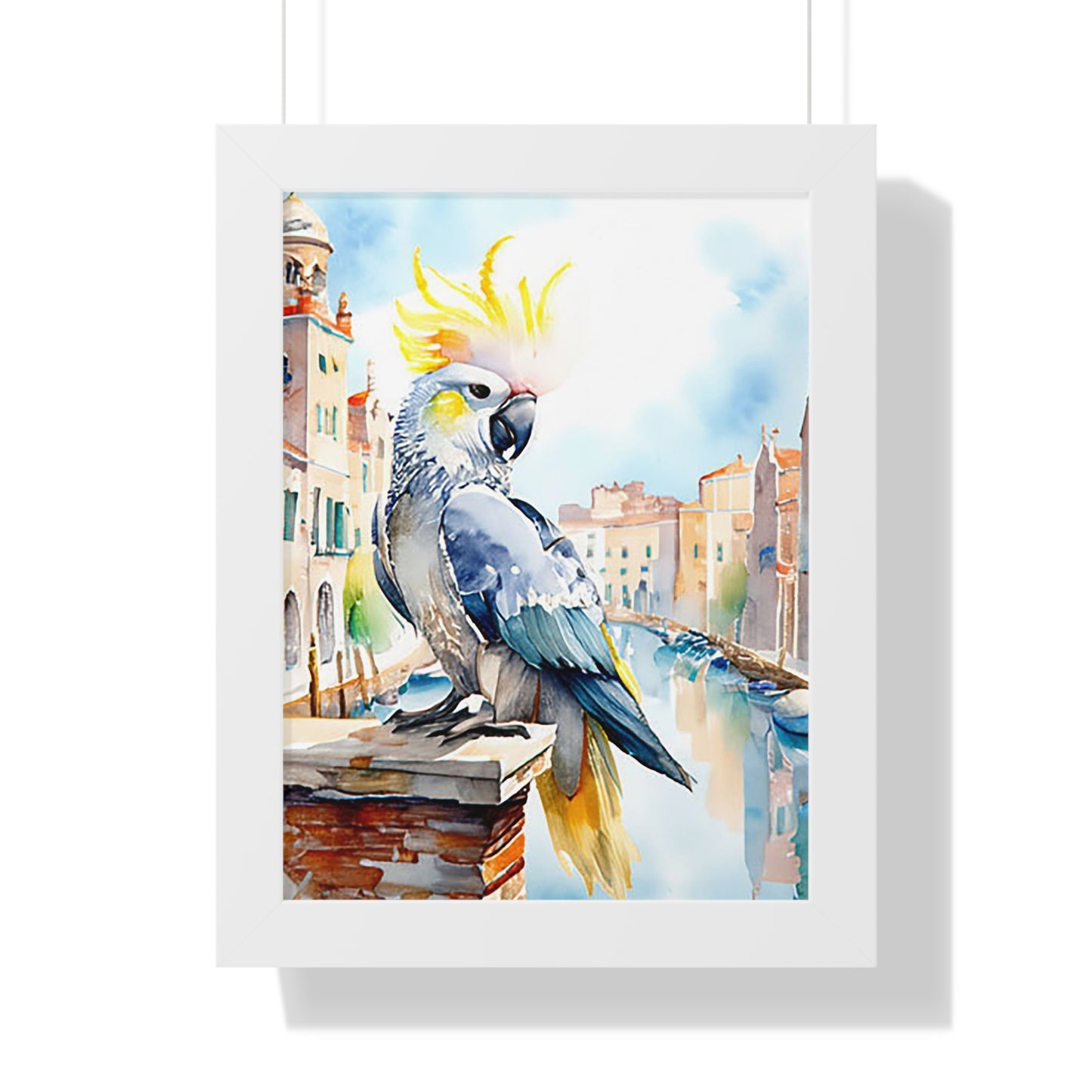 Vibrant Parrot Wall Art, Framed Vertical Poster, Tropical Decor, Bird Lover Gift, Home Interior Design, Nautical Wall Art