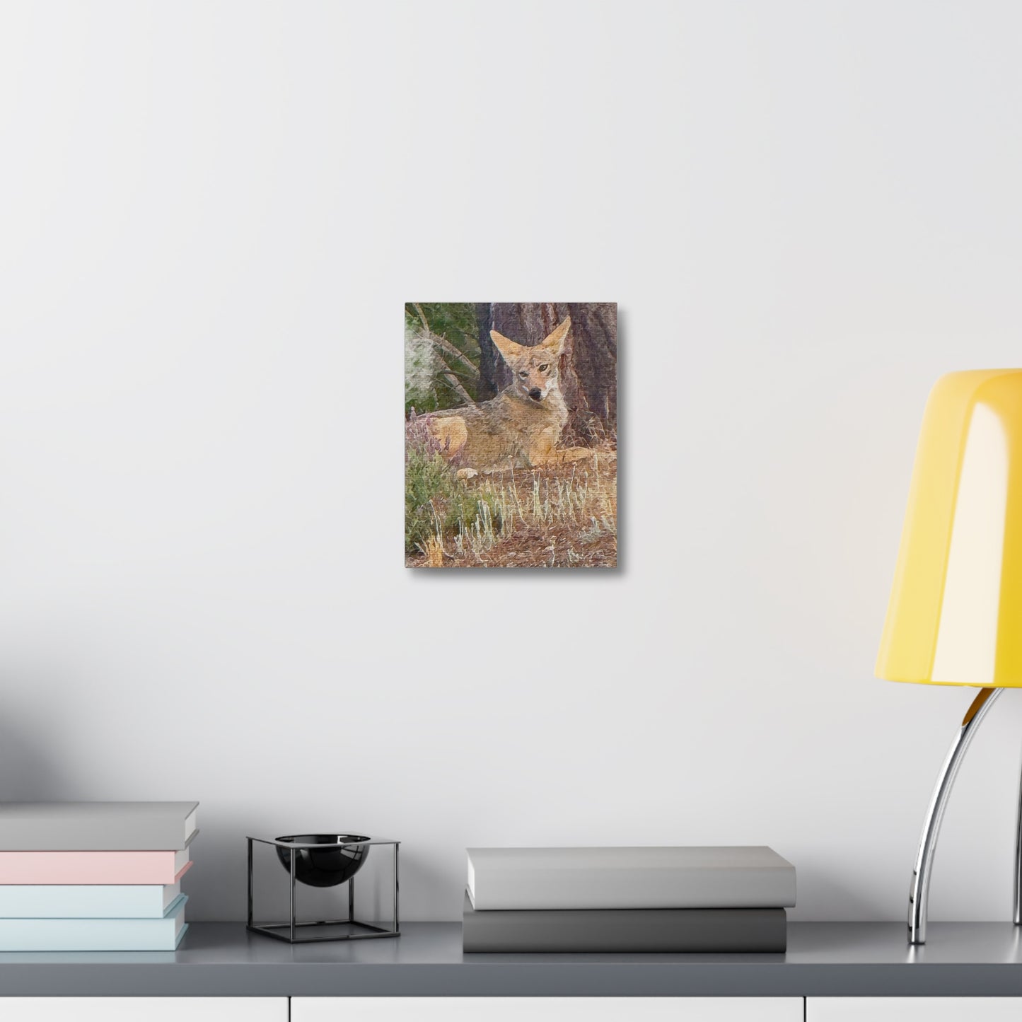 Nature-Inspired Stretched Canvas Art - Coyote Wildlife Decor, Animal Wall Art, Rustic Home Decor, Gift for Nature Lovers, Forest Vibes