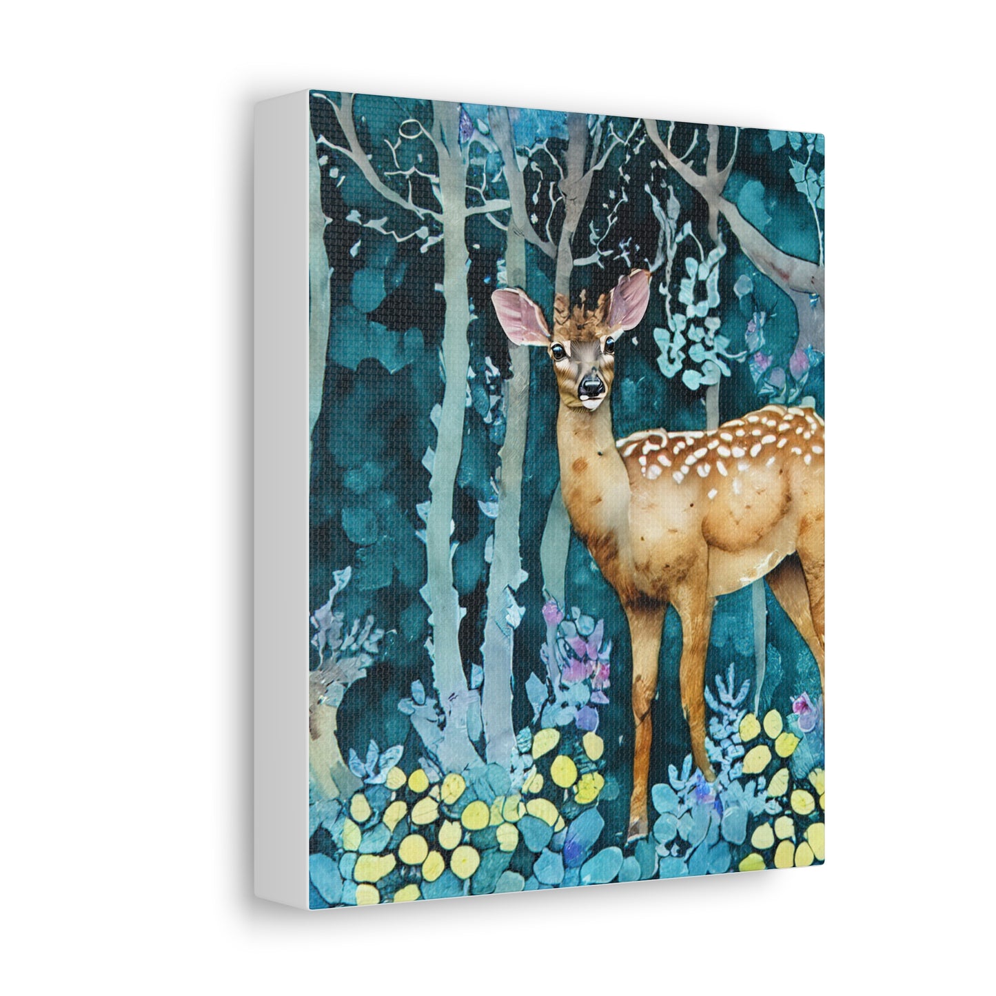 Nature-Inspired Stretched Canvas Art Print, Woodland Deer Decor, Forest Wall Art, Animal Lover Gift, Rustic Home Accent