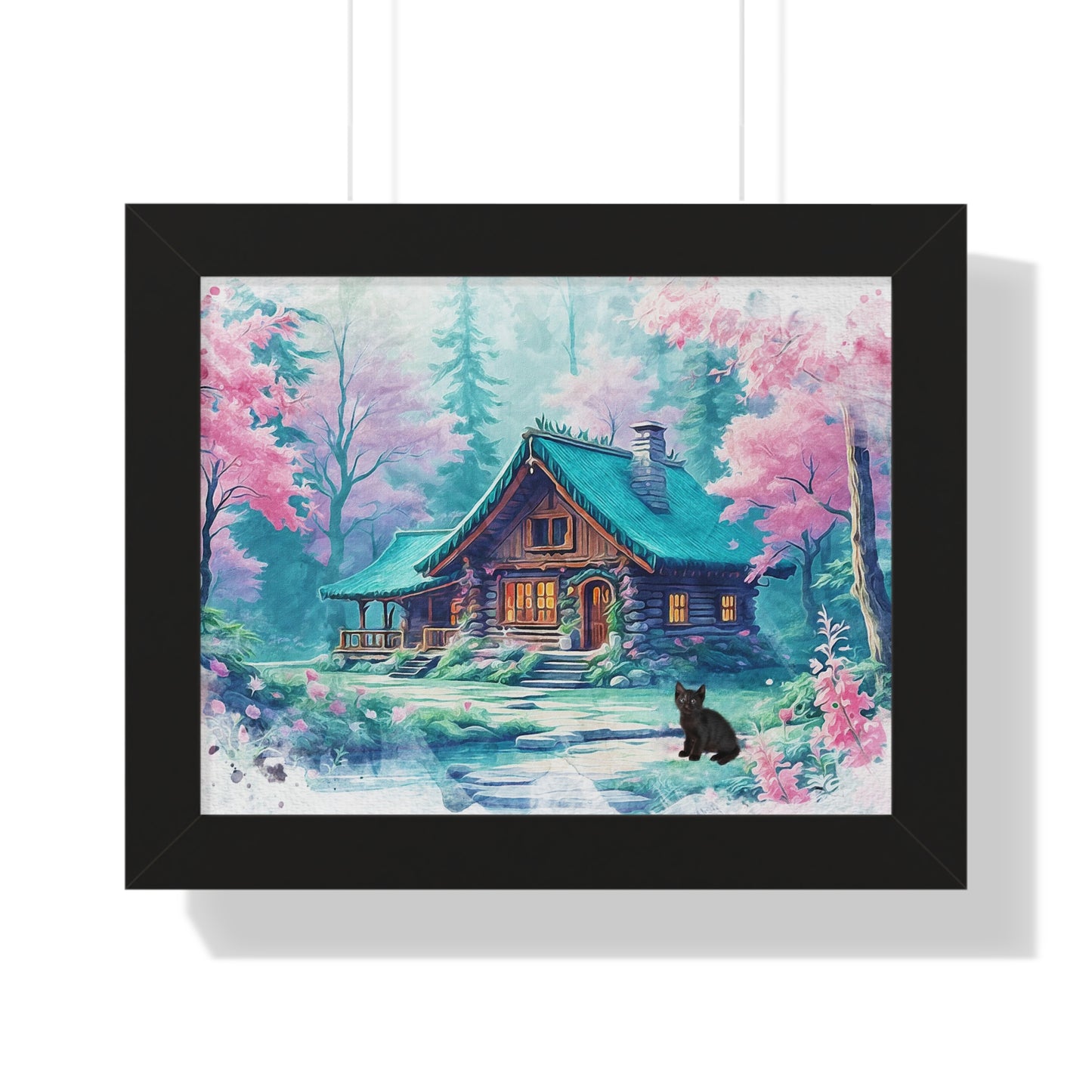 Cozy Cabin Framed Poster, Rustic Home Decor, Nature Wall Art, Gift for Homeowners, Landscape Print, Cabin Aesthetic
