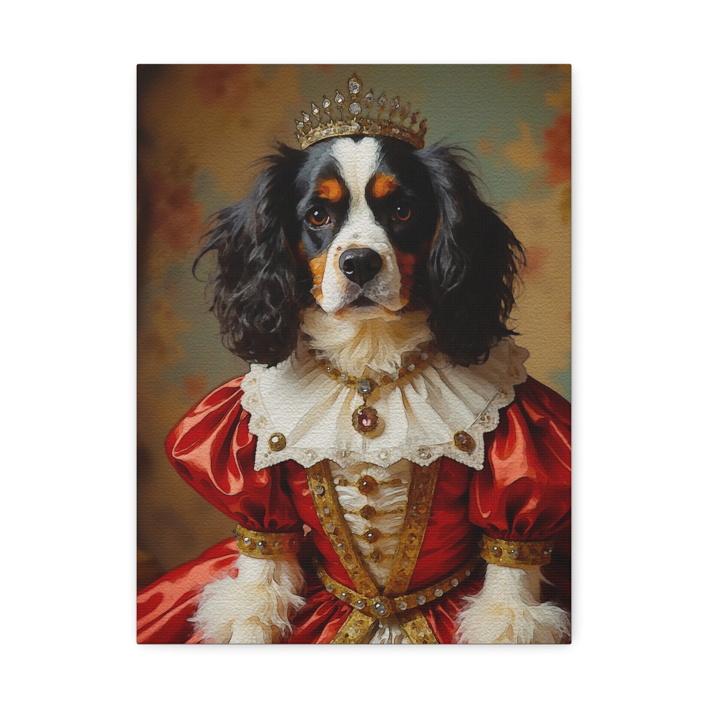 Royal Dog Portrait Canvas Print, Pet Art Decor, Dog Lovers Gift, Home Wall Art, Animal Artwork, Dog Themed Gift