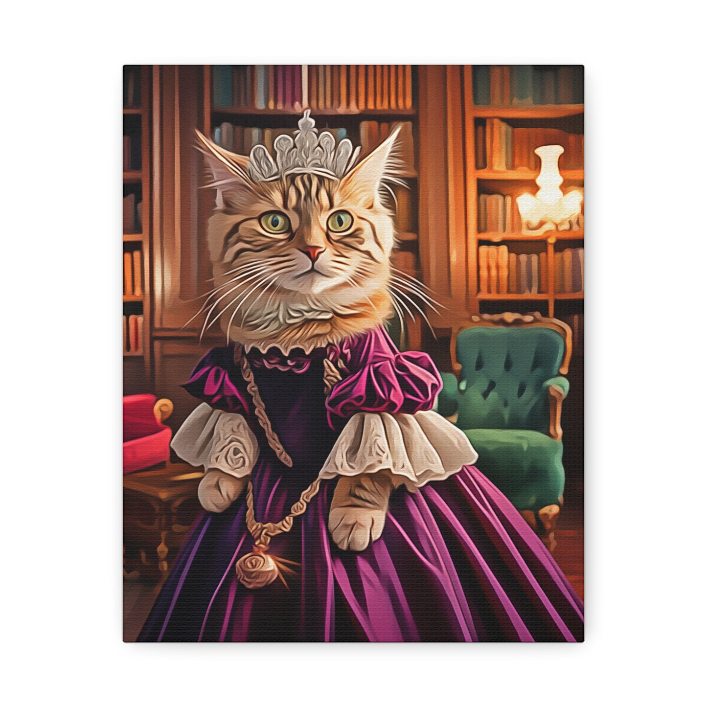 Royal Cat Canvas Art, Funny Cat Decor, Kitten Print, Cat Lover Gift, Whimsical Home Decor, Pet Portrait