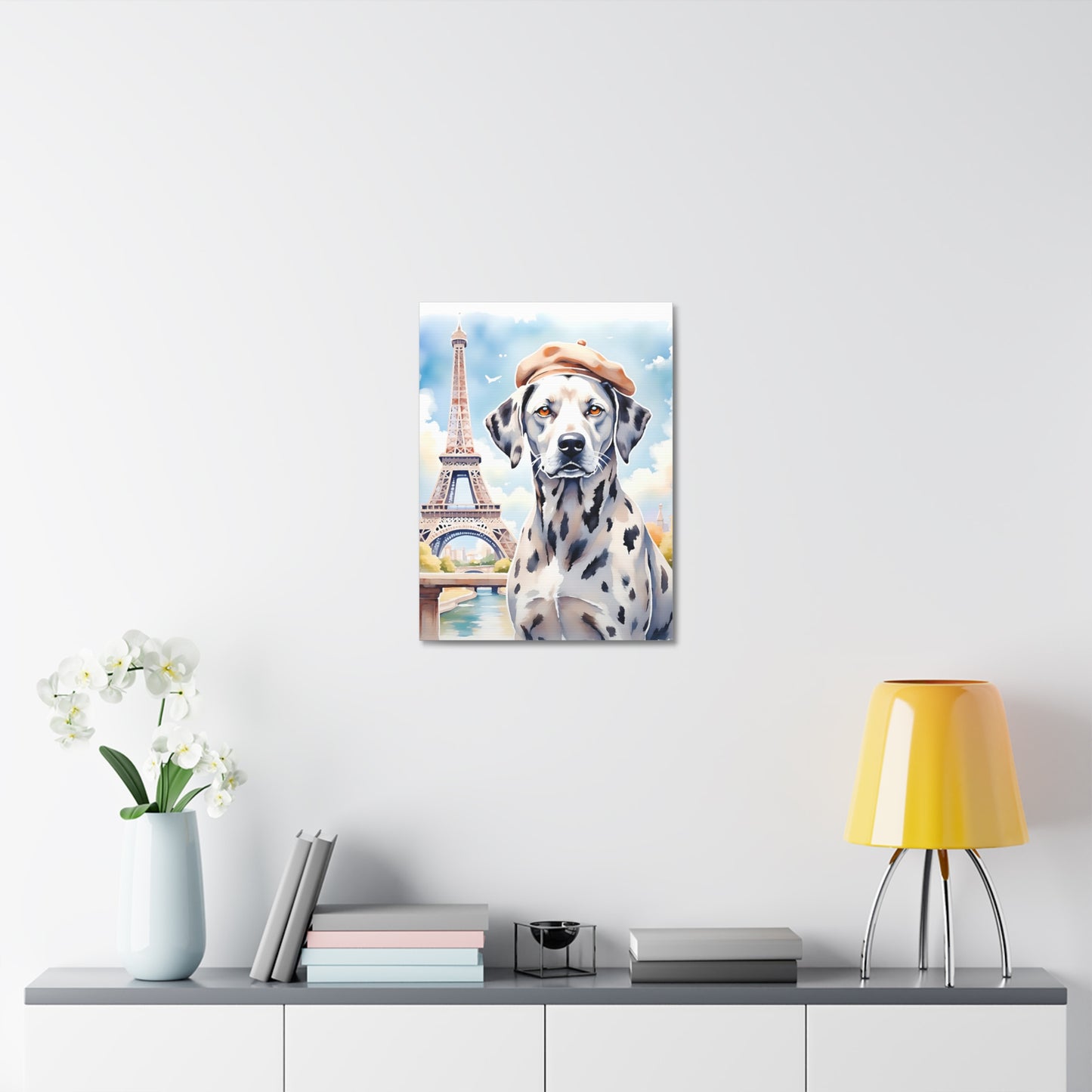 Parisian Dog Canvas Art Print, Dog Wall Decor, Gift for Dog Lovers, Home Aesthetic, French Style Art, Pet Lover Gift