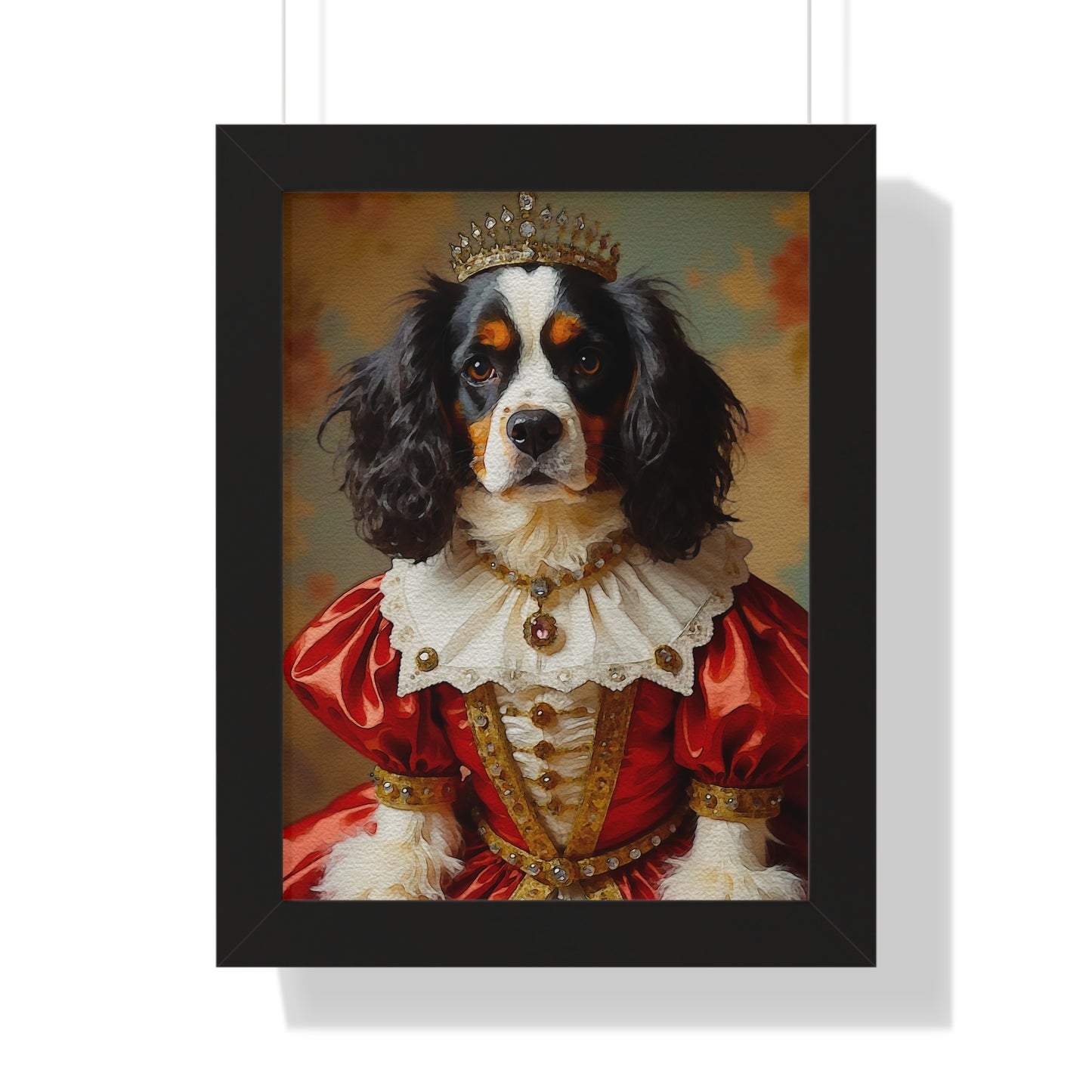 Royal Dog Framed Poster, Pet Lover Wall Art, Dog Portrait, Cute Home Decor, Gift for Animal Lovers