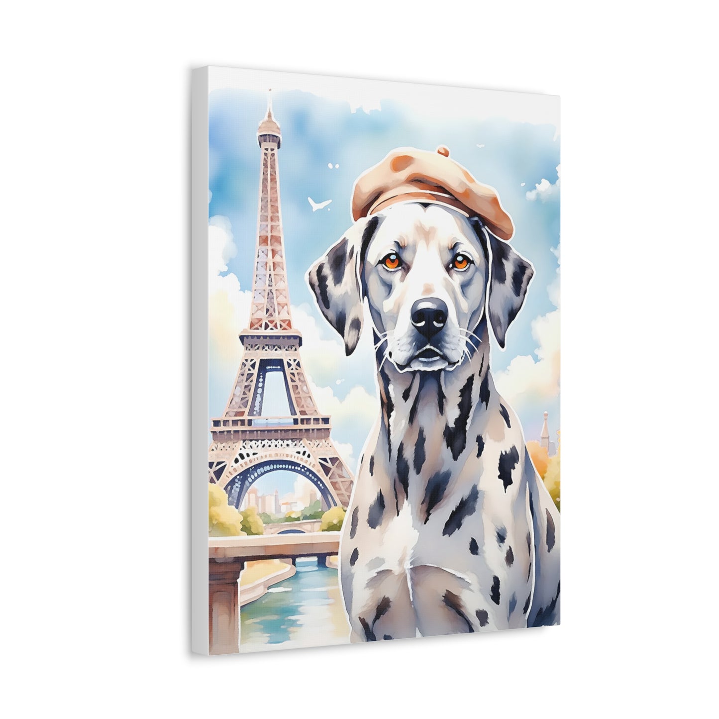 Parisian Dog Canvas Art Print, Dog Wall Decor, Gift for Dog Lovers, Home Aesthetic, French Style Art, Pet Lover Gift
