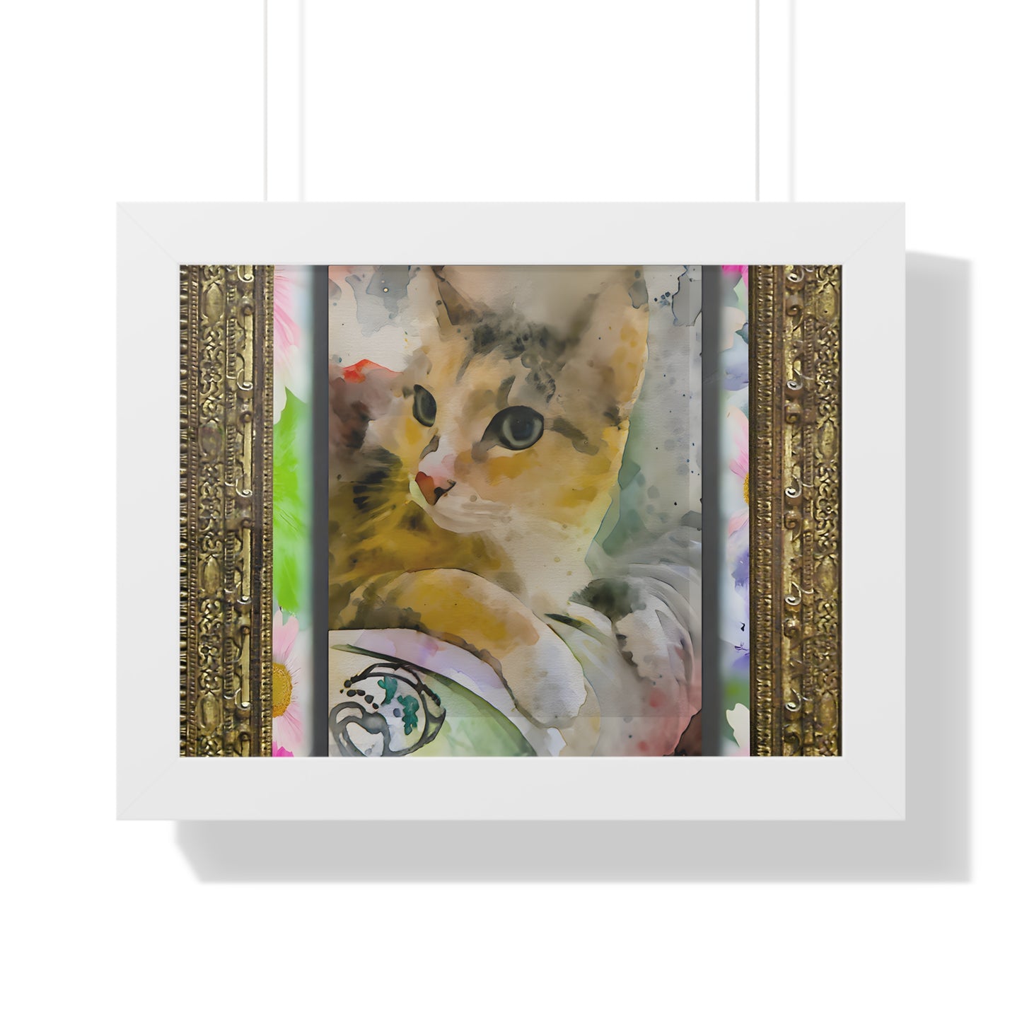 Framed Cat Art Print, Watercolor Cat Poster, Pet Lover Decor, Cat Lover Gift, Home Office Wall Art