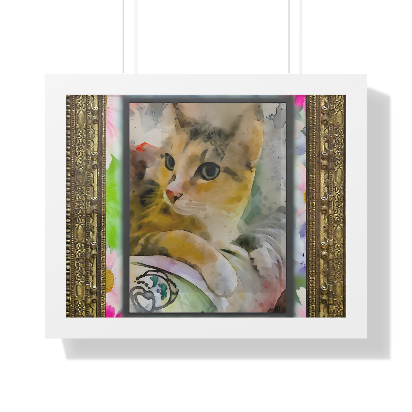 Framed Cat Art Print, Watercolor Cat Poster, Pet Lover Decor, Cat Lover Gift, Home Office Wall Art
