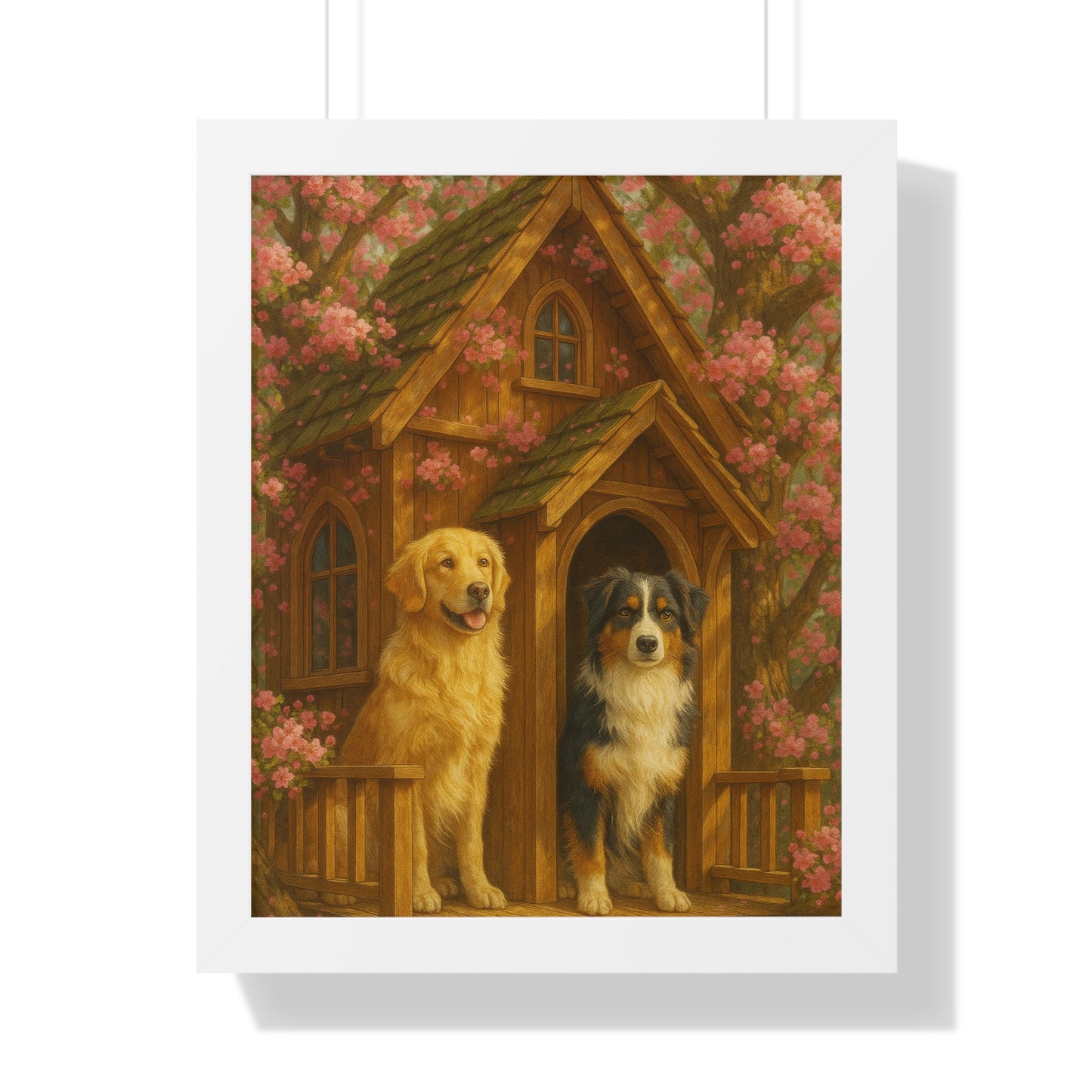 Rustic Dog Lovers' Framed Poster | Cozy Home Decor, Canine Art, Gift for Dog Owners, Pet-Themed Wall Art, Ideal for Animal Lovers