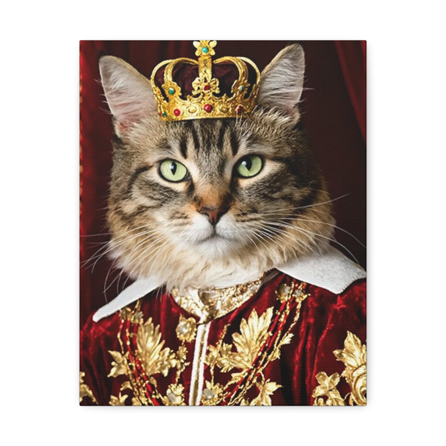 Royal Cat Canvas Art, Cat Lover Decor, Funny Pet Portrait, Home Wall Art, Unique Gift Idea for Pet Owners, Animal Lover Wall Decor