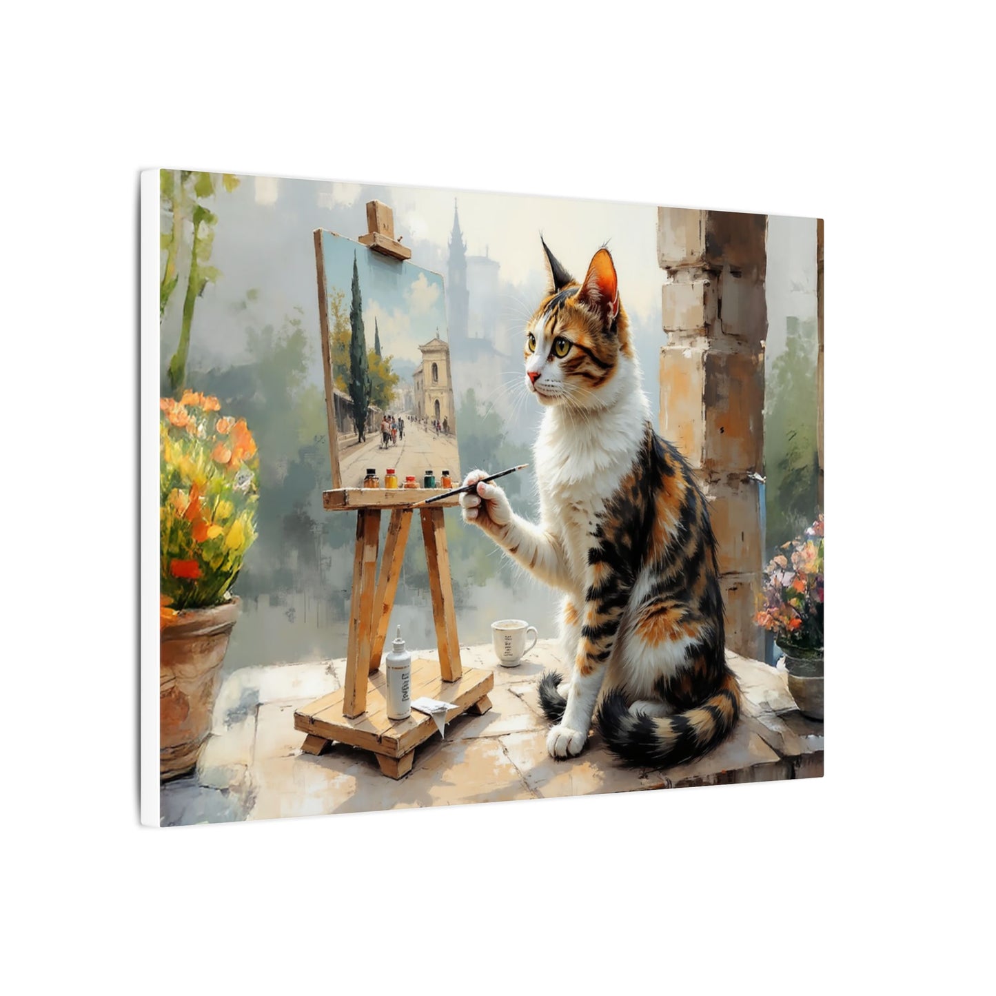 Cat Artist Canvas Print, Whimsical Cat Decor, Perfect Gift for Pet Lovers, Home Wall Art, Cat Enthusiast Gift, Feline Artwork