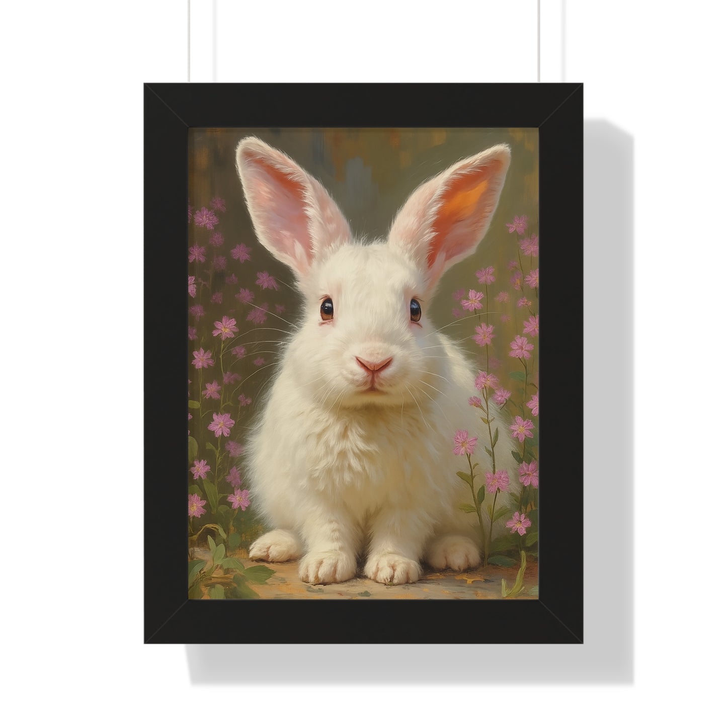 Charming Rabbit Framed Vertical Poster, Cute Bunny Art, Nursery Decor, Animal Wall Art, Kids' Room Decoration, Easter Gift