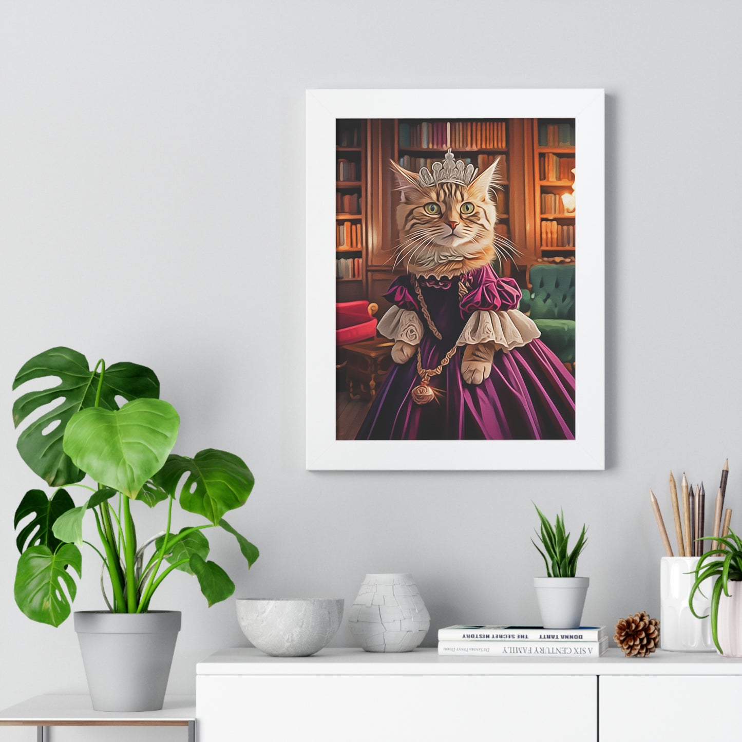 Royal Cat Framed Poster, Cat Decor, Whimsical Wall Art, Pet Lovers Gift, Unique Home Decor, Cat Lover Artwork
