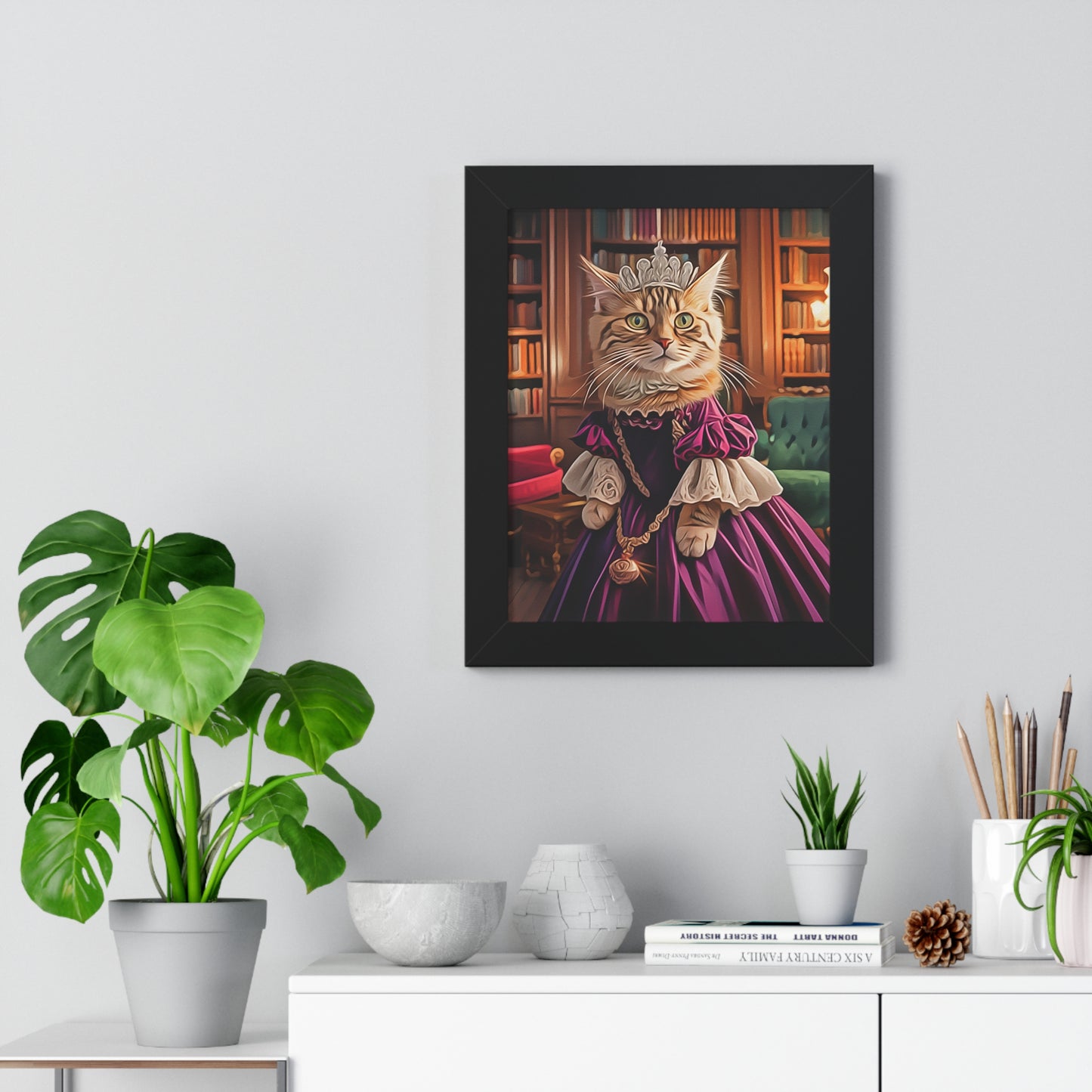 Royal Cat Framed Poster, Cat Decor, Whimsical Wall Art, Pet Lovers Gift, Unique Home Decor, Cat Lover Artwork