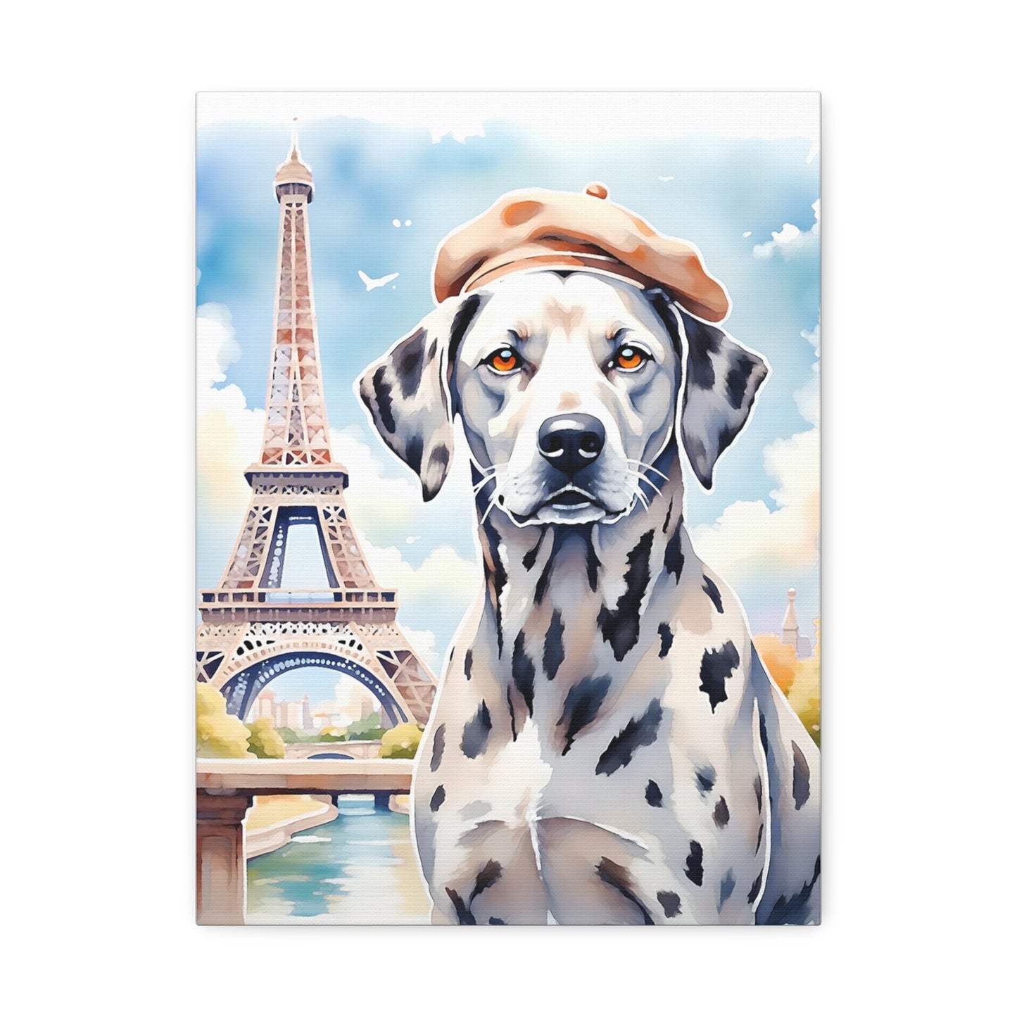 Parisian Dog Canvas Art Print, Dog Wall Decor, Gift for Dog Lovers, Home Aesthetic, French Style Art, Pet Lover Gift