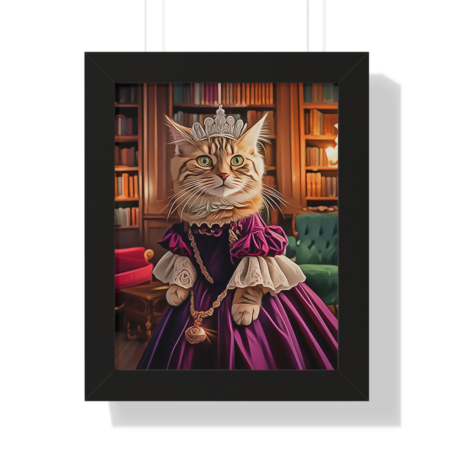Royal Cat Framed Poster, Cat Decor, Whimsical Wall Art, Pet Lovers Gift, Unique Home Decor, Cat Lover Artwork