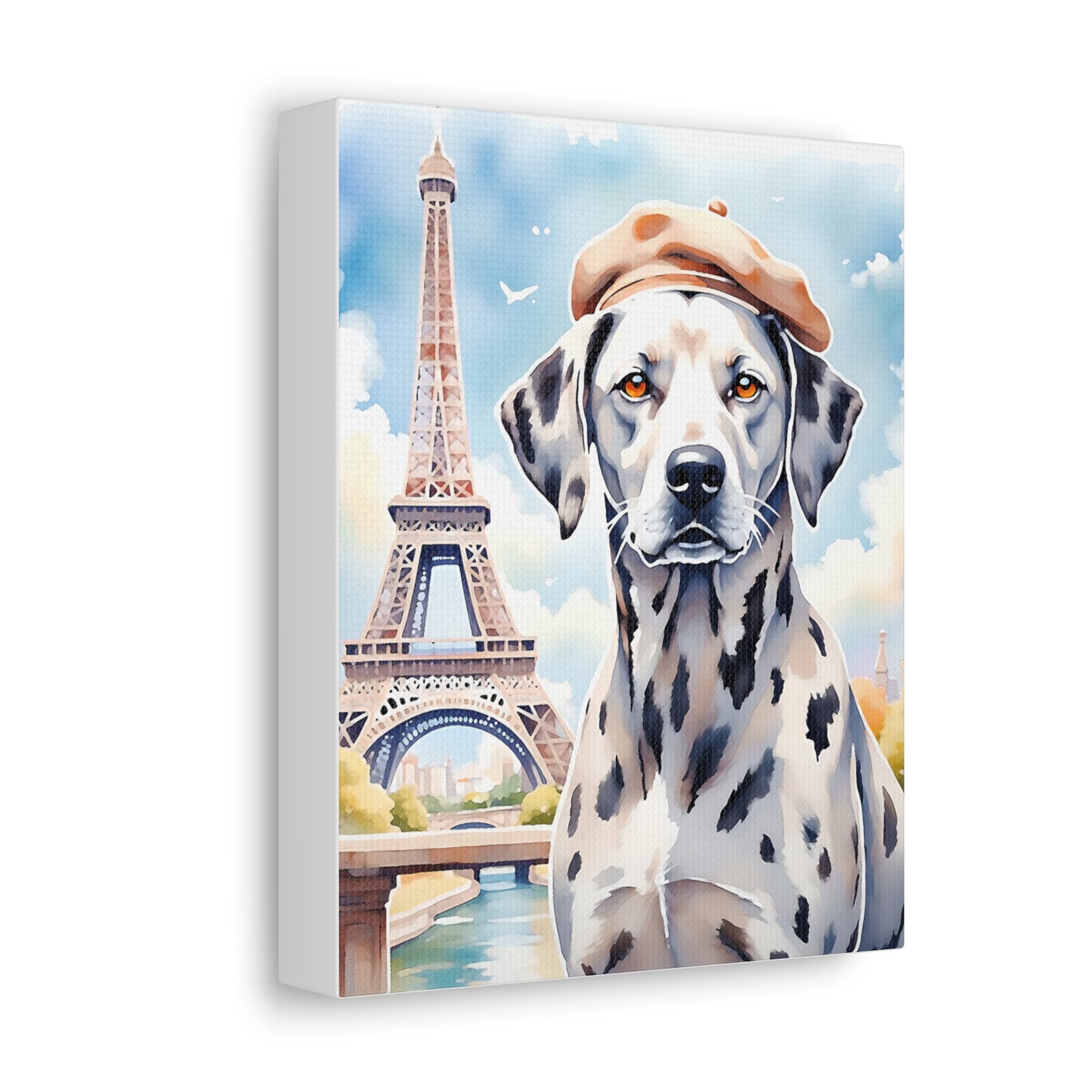 Parisian Dog Canvas Art Print, Dog Wall Decor, Gift for Dog Lovers, Home Aesthetic, French Style Art, Pet Lover Gift