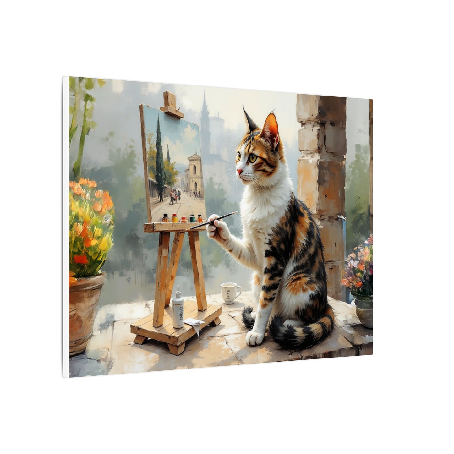 Cat Artist Canvas Print, Whimsical Cat Decor, Perfect Gift for Pet Lovers, Home Wall Art, Cat Enthusiast Gift, Feline Artwork