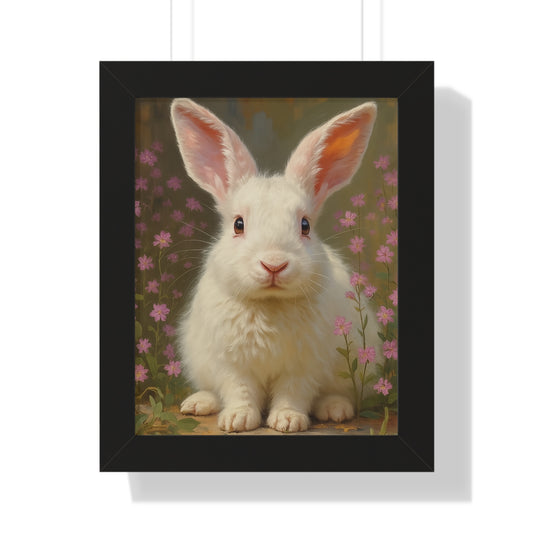 Charming Rabbit Framed Vertical Poster, Cute Bunny Art, Nursery Decor, Animal Wall Art, Kids' Room Decoration, Easter Gift