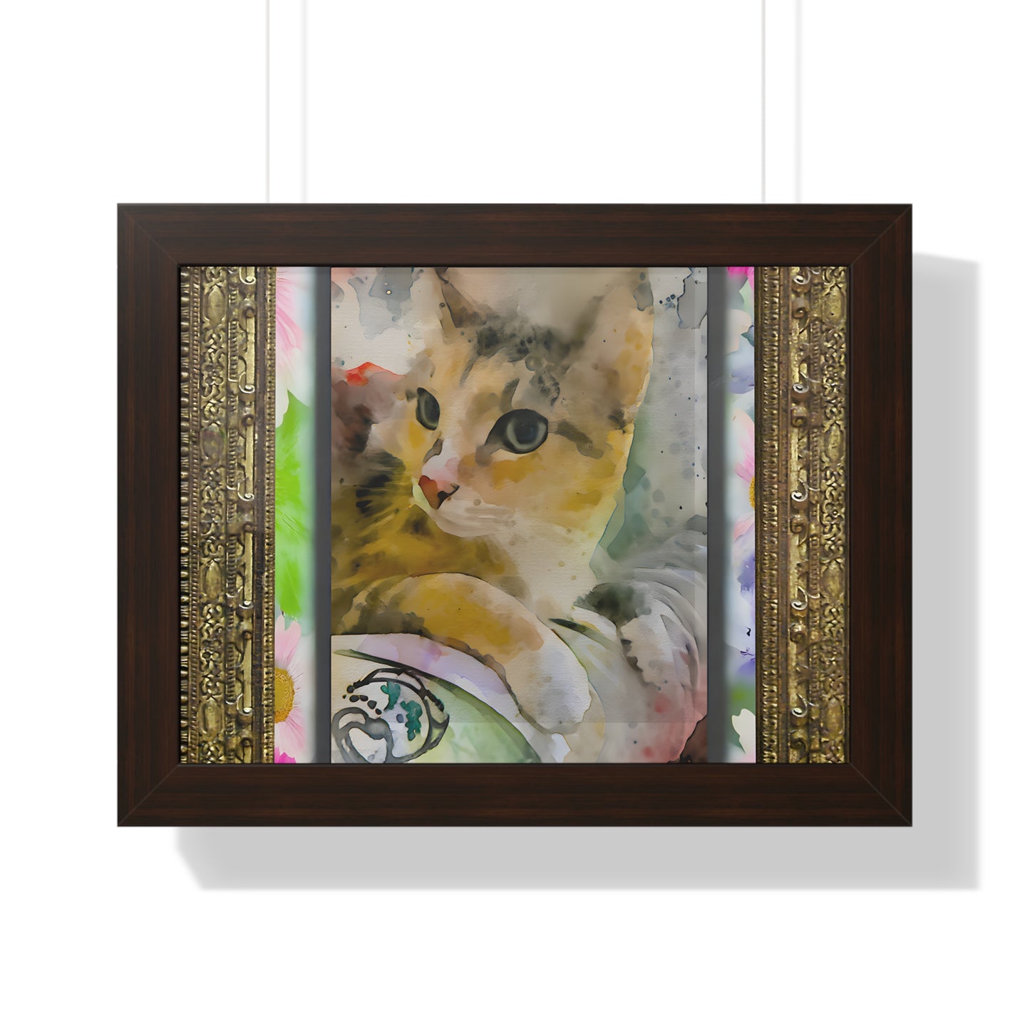 Framed Cat Art Print, Watercolor Cat Poster, Pet Lover Decor, Cat Lover Gift, Home Office Wall Art