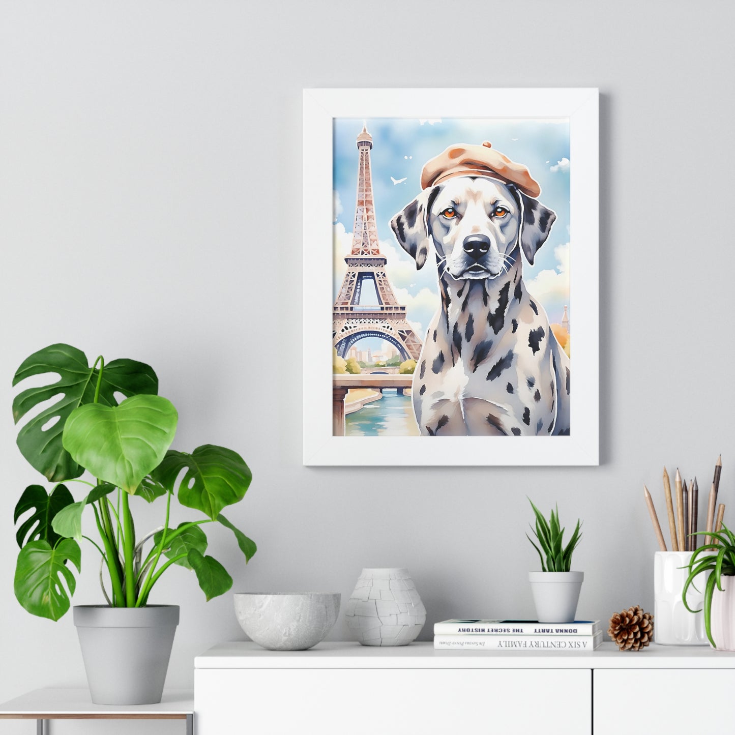 Charming Dog Art Print, Parisian Home Décor, Wall Art Gift, Framed Dog Poster, Canine Lover Wall Decor