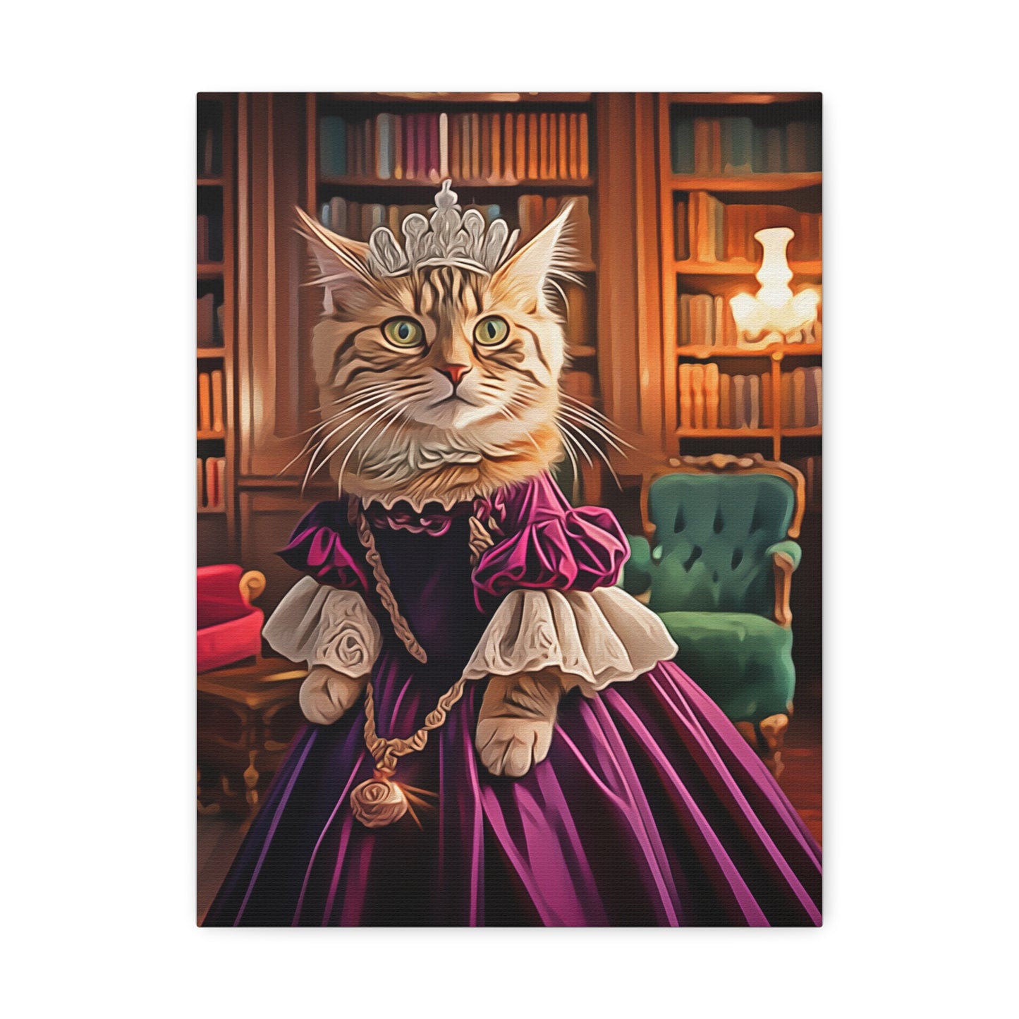 Royal Cat Canvas Art, Funny Cat Decor, Kitten Print, Cat Lover Gift, Whimsical Home Decor, Pet Portrait