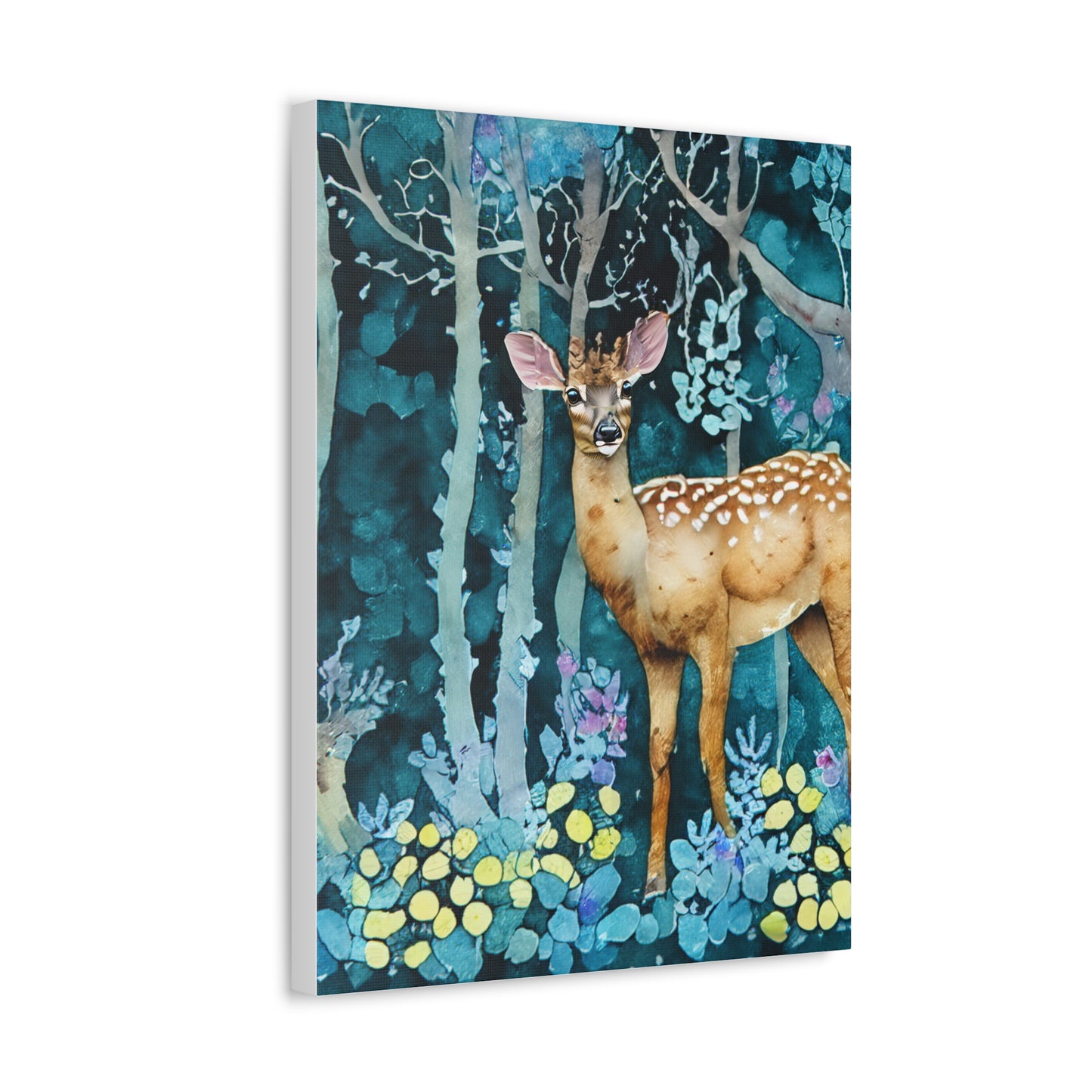 Nature-Inspired Stretched Canvas Art Print, Woodland Deer Decor, Forest Wall Art, Animal Lover Gift, Rustic Home Accent