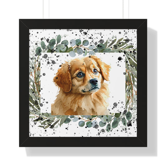 Watercolor Dog Portrait Framed Poster, Pet Memorial Decor, Dog Lover Gift, Wall Art for Home, Animal Artwork