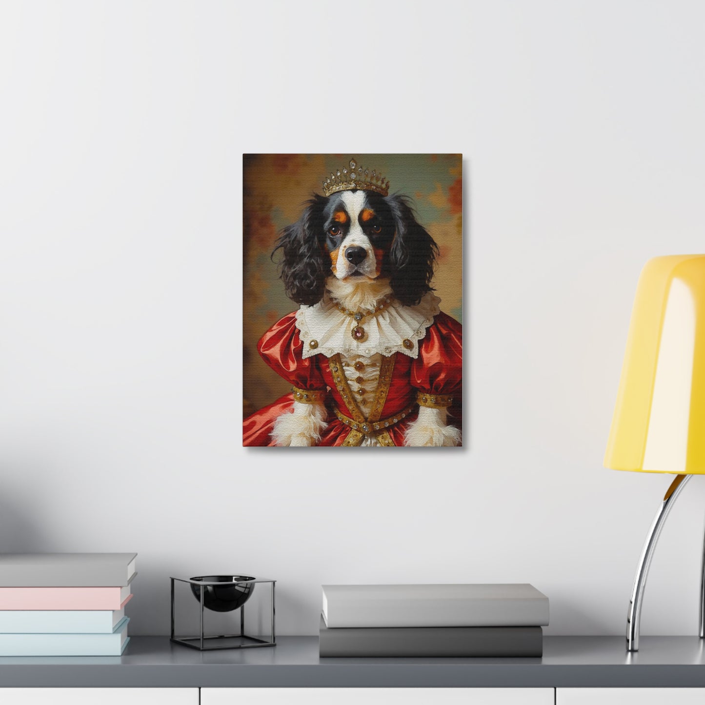 Royal Dog Portrait Canvas Print, Pet Art Decor, Dog Lovers Gift, Home Wall Art, Animal Artwork, Dog Themed Gift