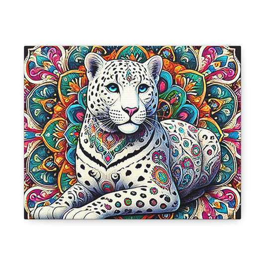 Colorful Leopard Canvas Art, Wall Decor, Animal Lover Gift, Boho Home Decor, Unique Artwork, Mandala Leopard Painting