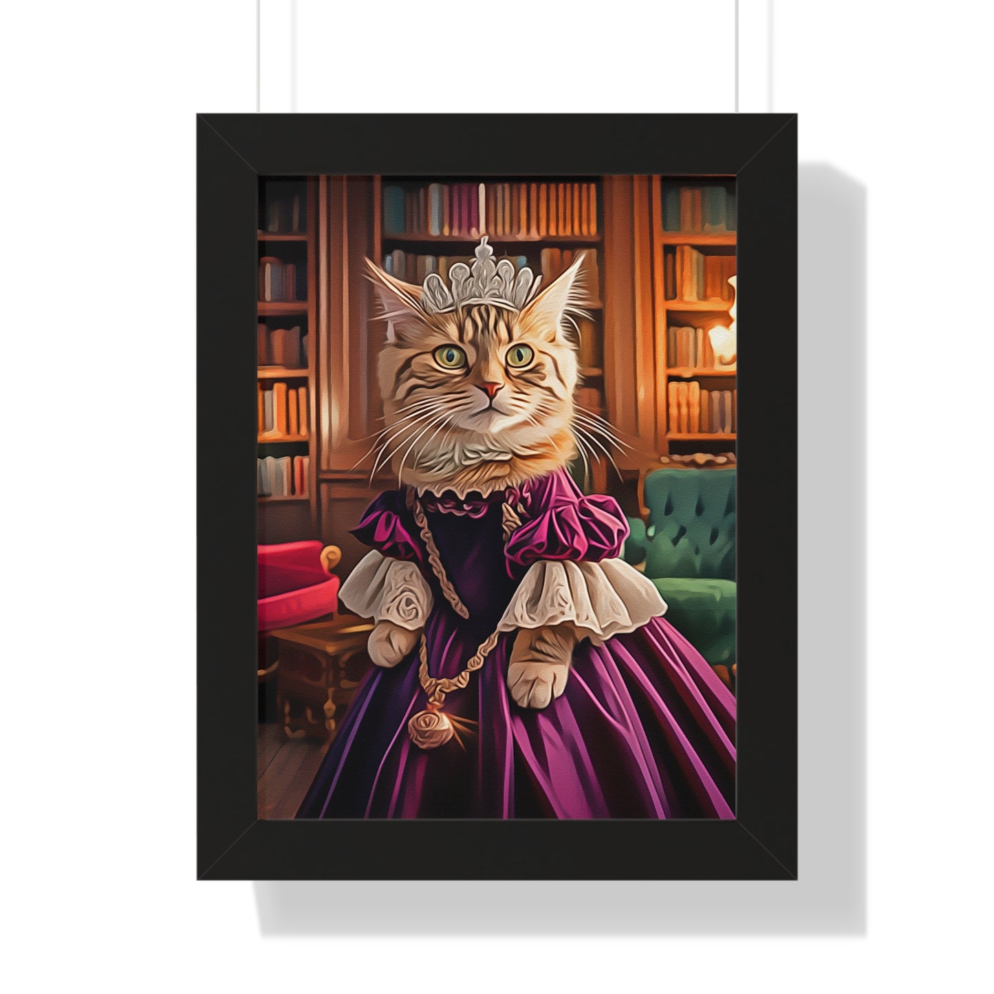 Royal Cat Framed Poster, Cat Decor, Whimsical Wall Art, Pet Lovers Gift, Unique Home Decor, Cat Lover Artwork