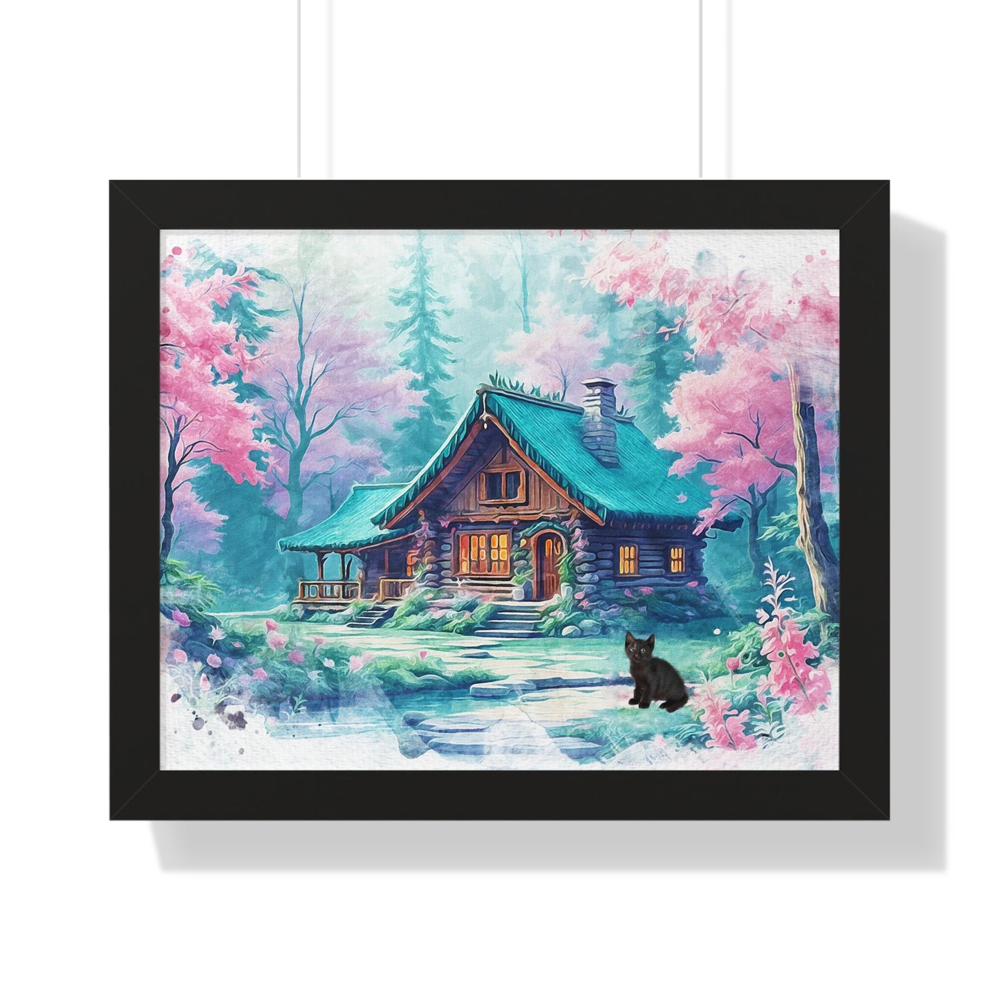 Cozy Cabin Framed Poster, Rustic Home Decor, Nature Wall Art, Gift for Homeowners, Landscape Print, Cabin Aesthetic