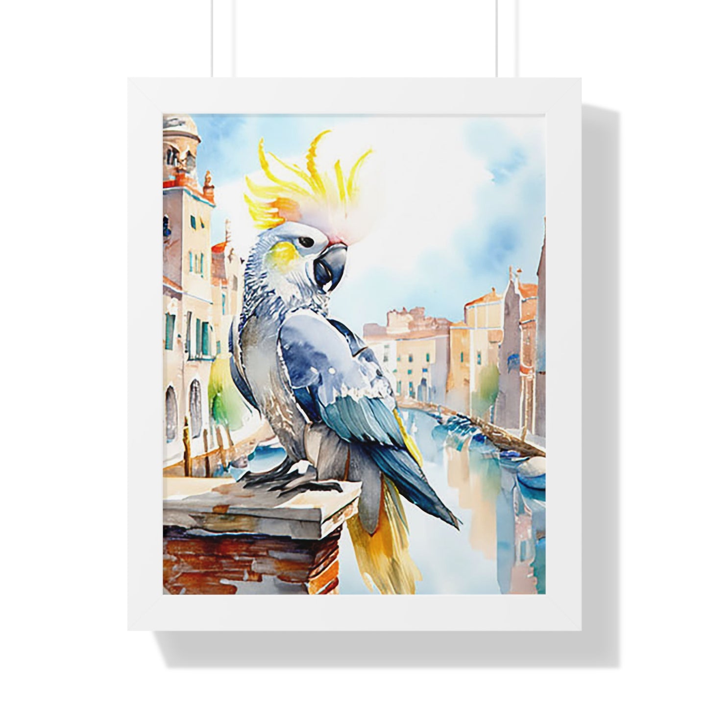 Vibrant Parrot Wall Art, Framed Vertical Poster, Tropical Decor, Bird Lover Gift, Home Interior Design, Nautical Wall Art
