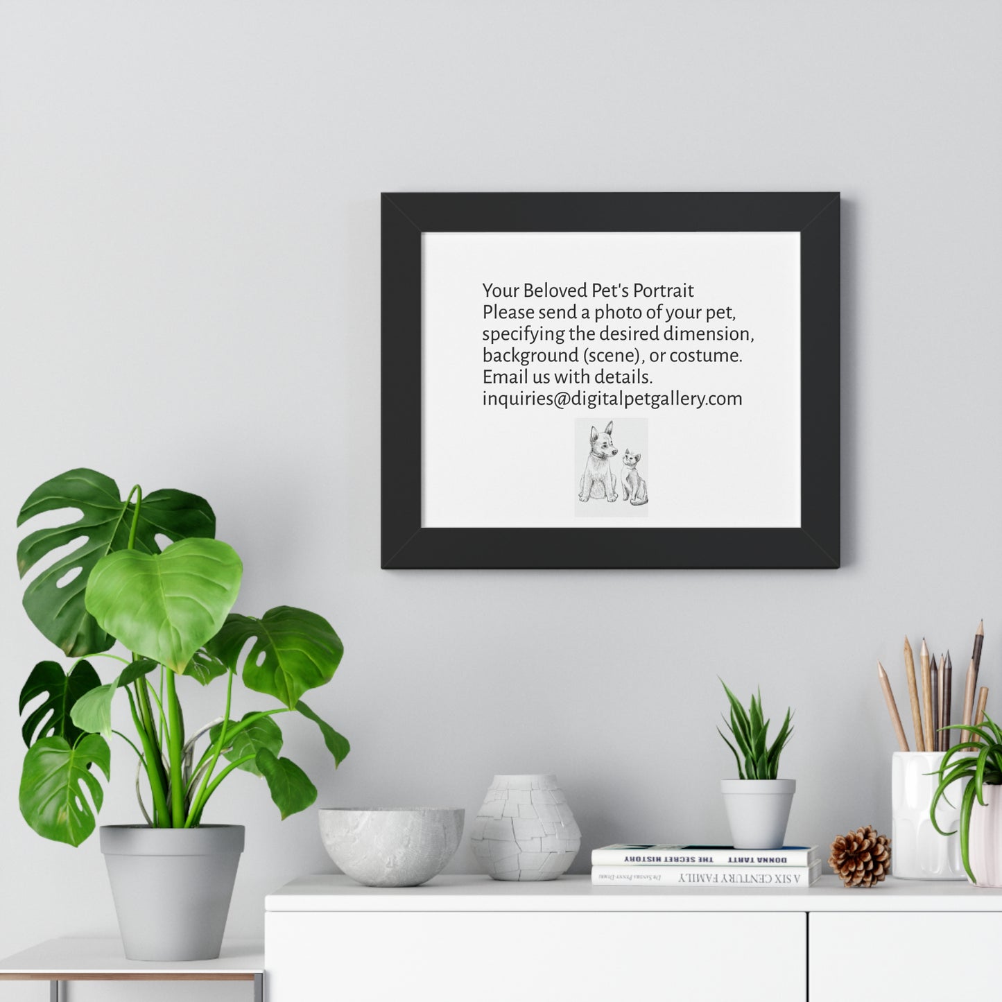 Custom Pet Portrait Framed Poster, Personalized Pet Art, Pet Memorial Gift, Home Decor, Animal Lover Wall Art