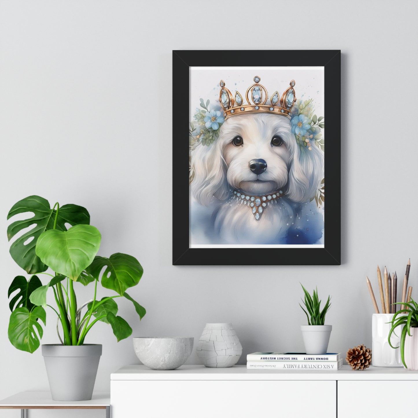 regal dog portrait, home decor, pet lover gift, framed art print, wall art
