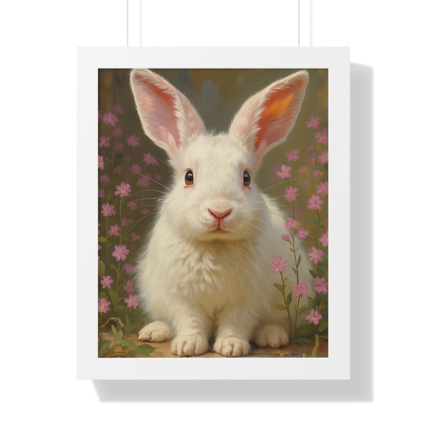 Charming Rabbit Framed Vertical Poster, Cute Bunny Art, Nursery Decor, Animal Wall Art, Kids' Room Decoration, Easter Gift